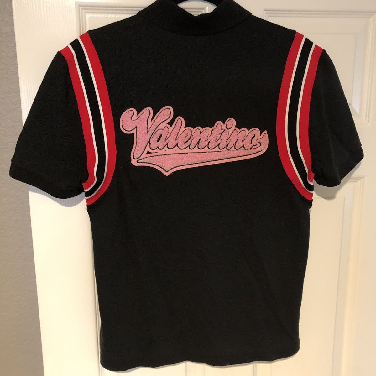 Valentino $825 Valentino Black multi stripe trim signature polo shirt Size US S / EU 44-46 / 1 - 8 Thumbnail