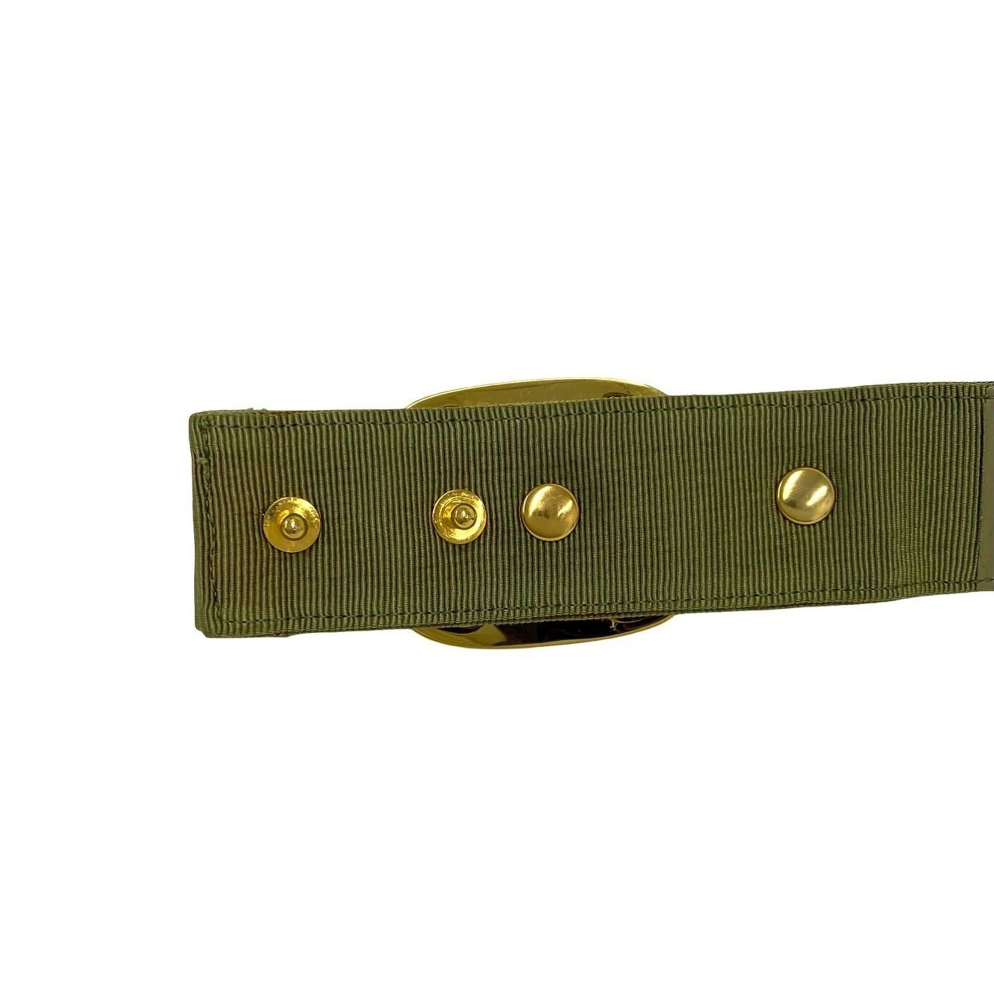 Salvatore Ferragamo Salvatore Ferragamo Vara Ribbon Logo Hardware Canvas Leather Genuine Belt Khaki Green 70512 Size ONE SIZE - 4 Thumbnail