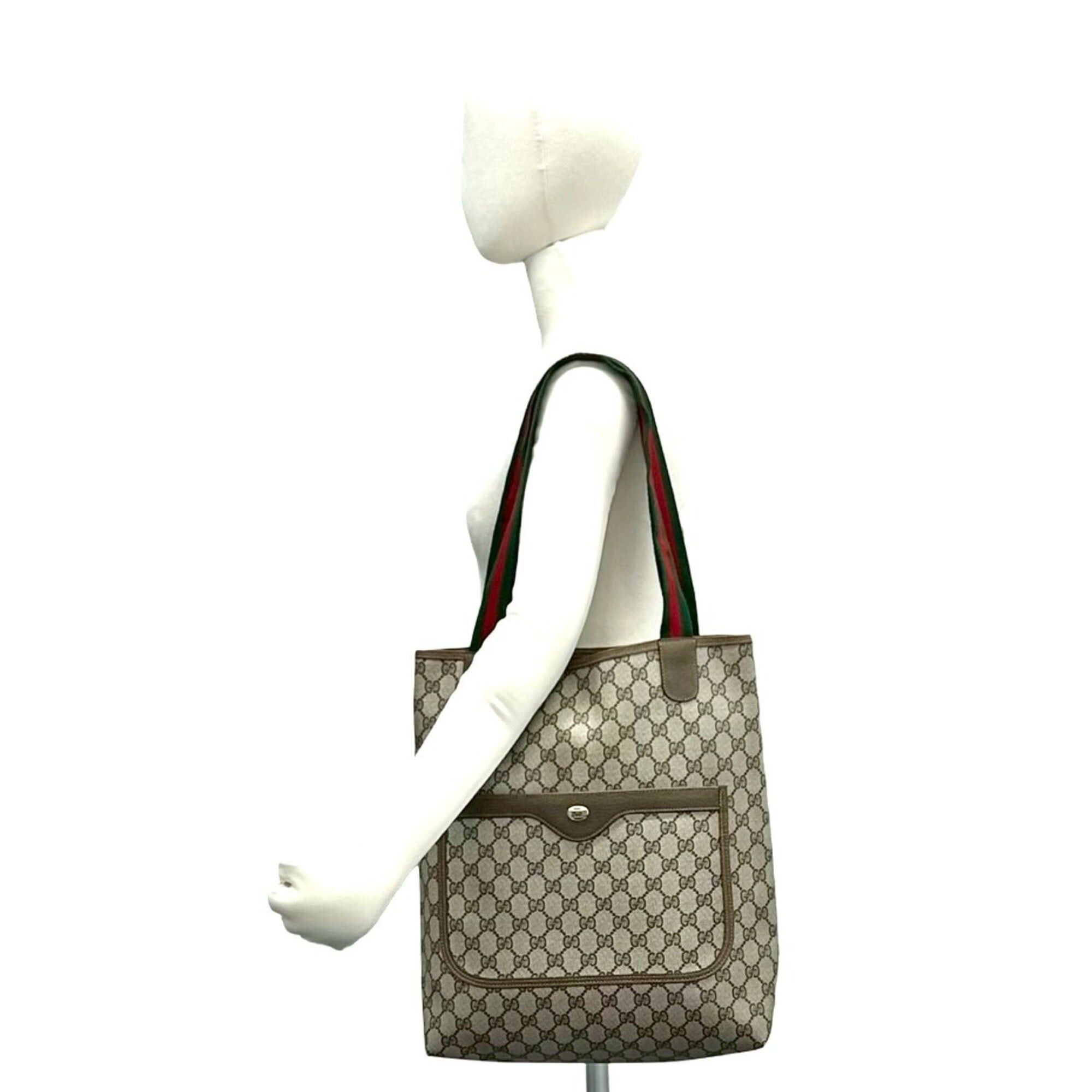 Gucci GUCCI Old Gucci Sherry Line GG Logo Pattern Leather Tote Bag Handbag Brown j59-5 Size ONE SIZE - 2 Thumbnail