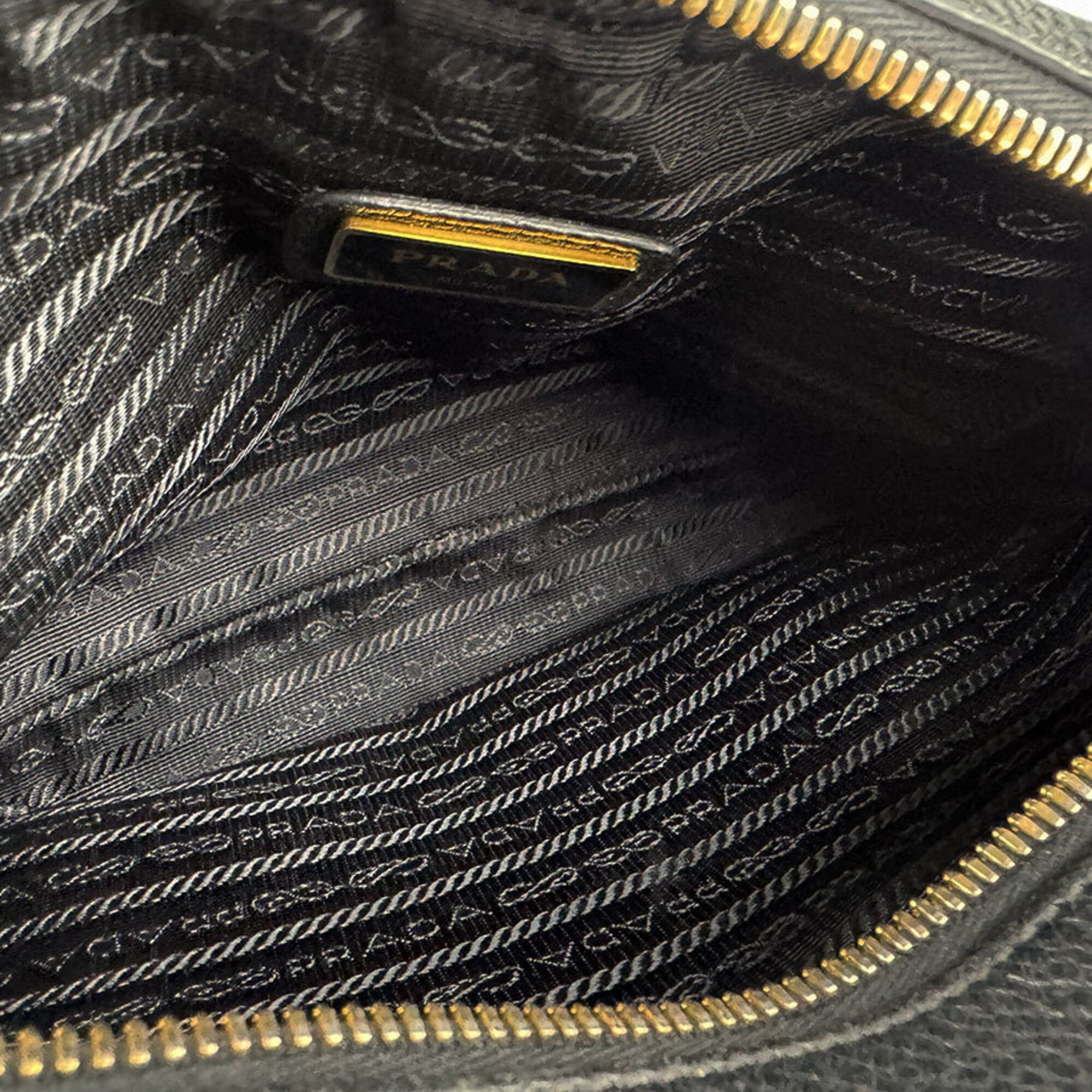Prada Prada Crossbody Shoulder Bag, Leather, Black & Gold, Women's, Free Shipping, z9205 Size ONE SIZE - 6 Thumbnail