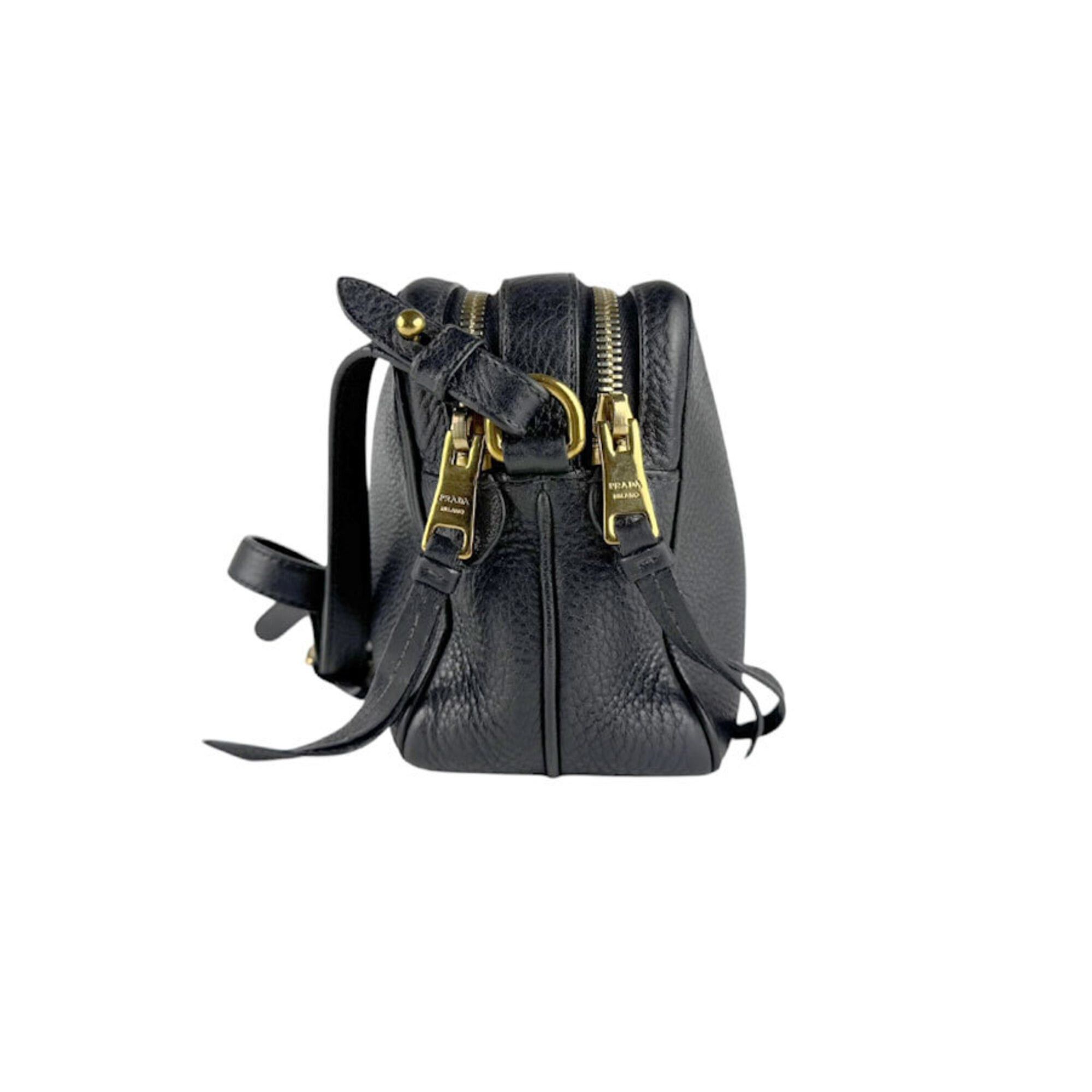 Prada Prada Crossbody Shoulder Bag, Leather, Black & Gold, Women's, Free Shipping, z9205 Size ONE SIZE - 2 Thumbnail