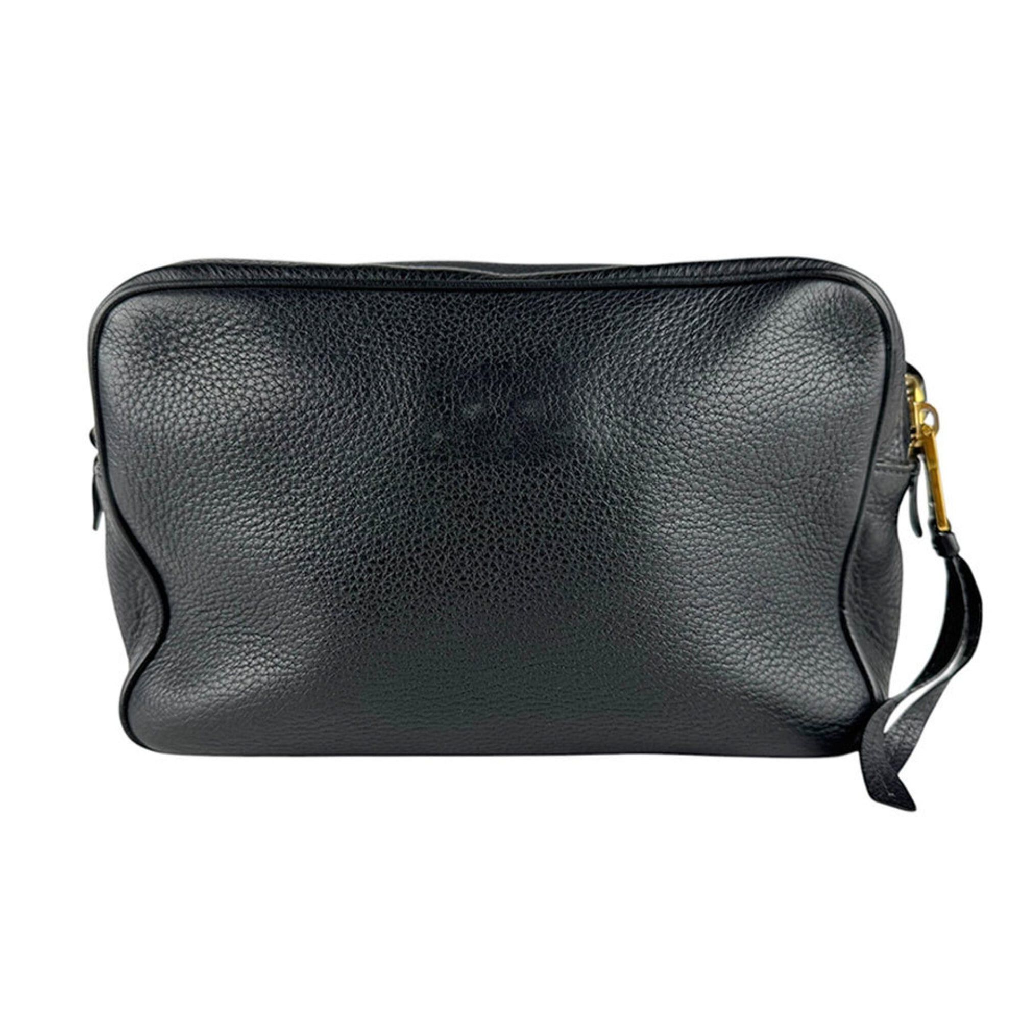 Prada Prada Crossbody Shoulder Bag, Leather, Black & Gold, Women's, Free Shipping, z9205 Size ONE SIZE - 3 Thumbnail