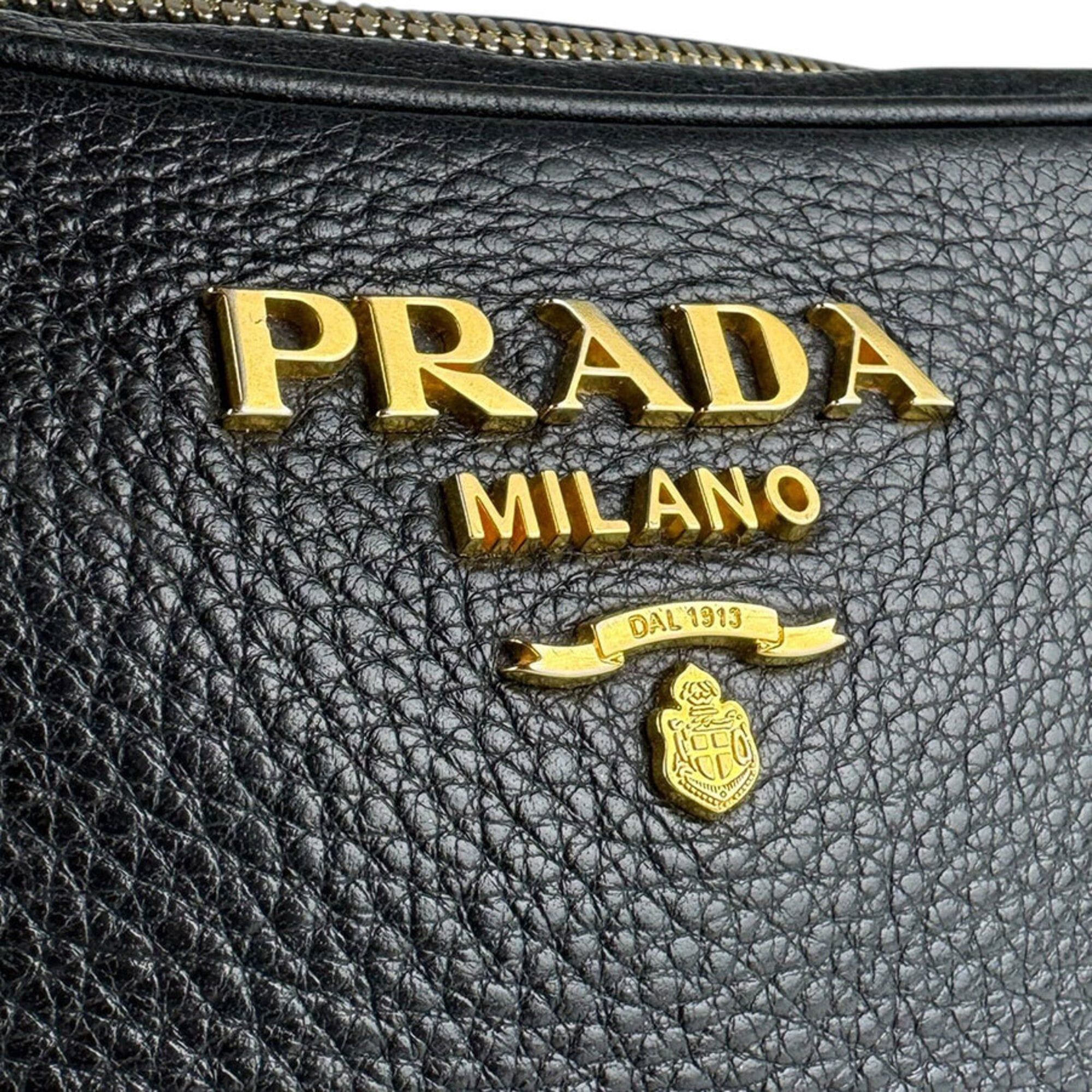 Prada Prada Crossbody Shoulder Bag, Leather, Black & Gold, Women's, Free Shipping, z9205 Size ONE SIZE - 12 Thumbnail