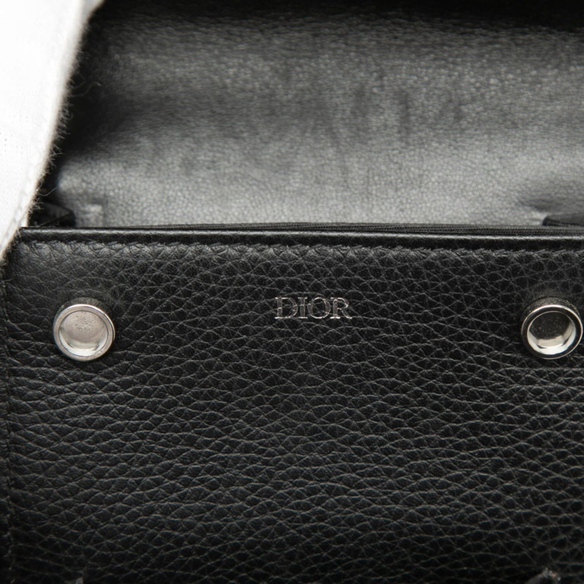 Dior Christian Dior Dior Oblique Shoulder Bag Pochette Beige Navy Black Canvas Leather Women's Size ONE SIZE - 6 Thumbnail