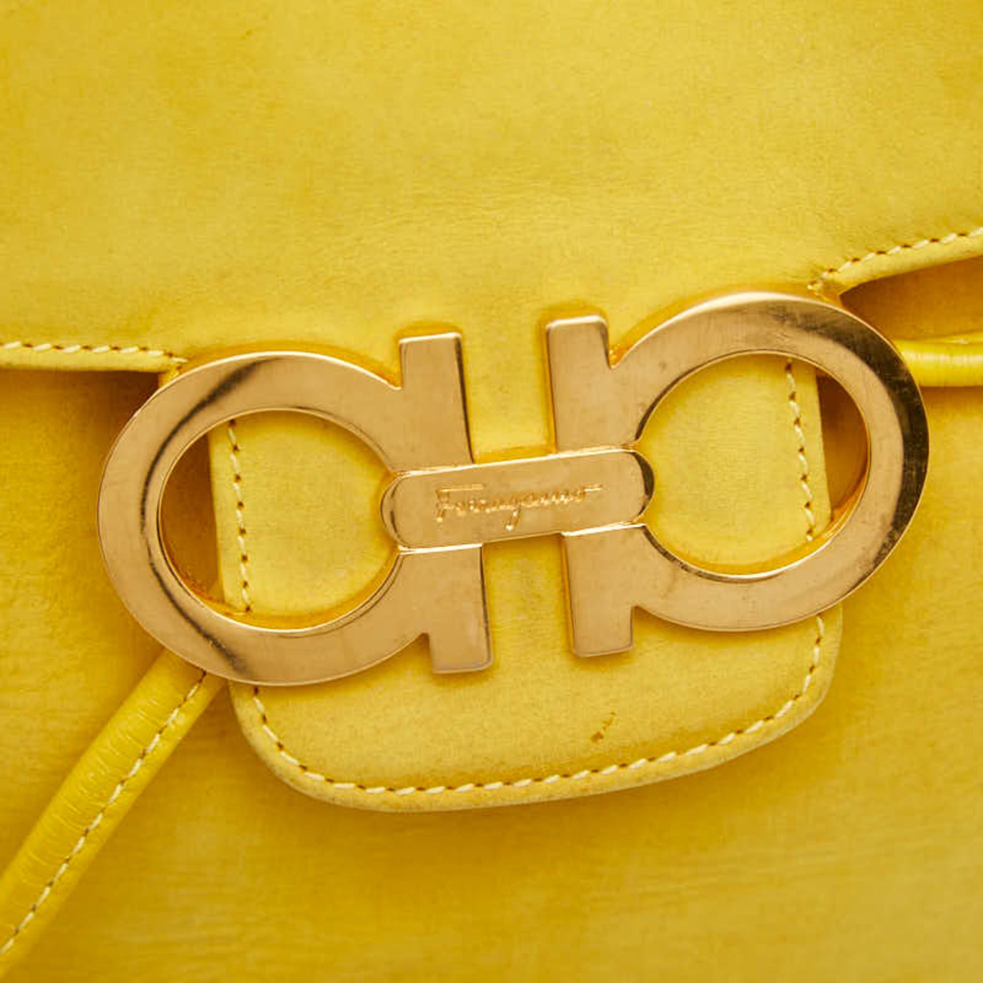 Salvatore Ferragamo Salvatore Ferragamo Gancini Mini Backpack, Yellow Leather, Women's Size ONE SIZE - 10 Thumbnail