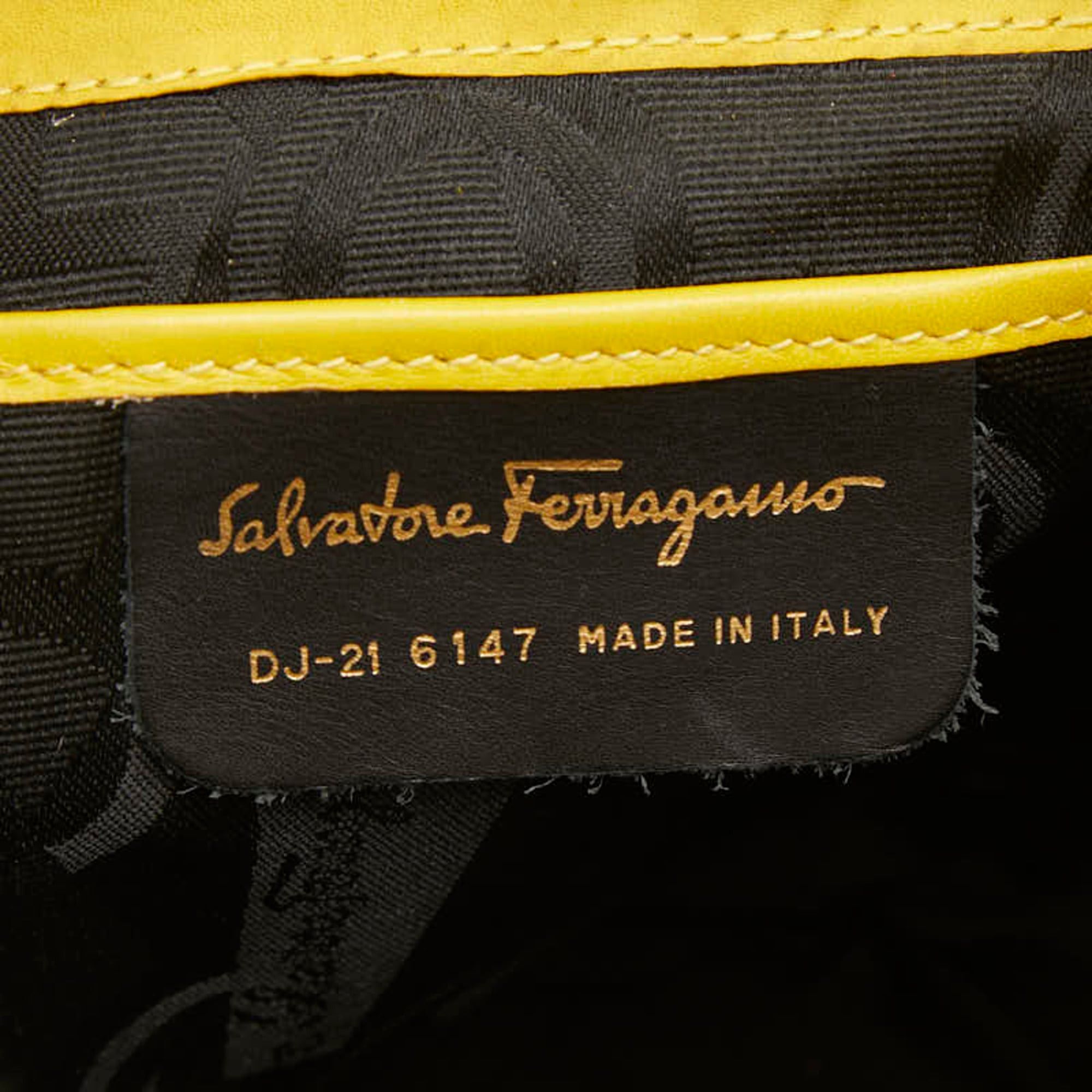Salvatore Ferragamo Salvatore Ferragamo Gancini Mini Backpack, Yellow Leather, Women's Size ONE SIZE - 14 Thumbnail