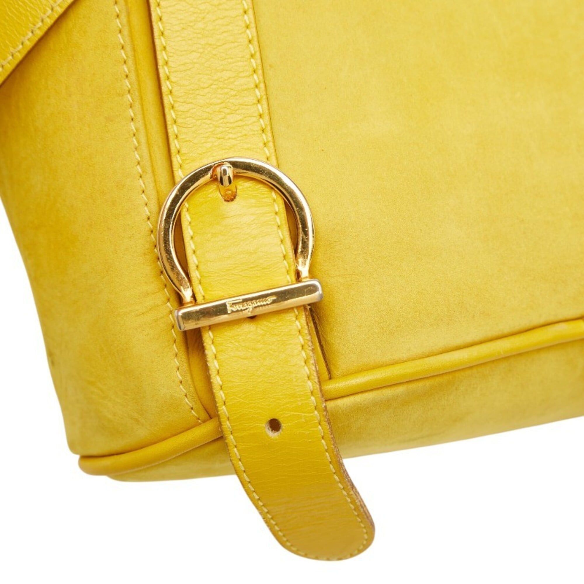 Salvatore Ferragamo Salvatore Ferragamo Gancini Mini Backpack, Yellow Leather, Women's Size ONE SIZE - 9 Thumbnail