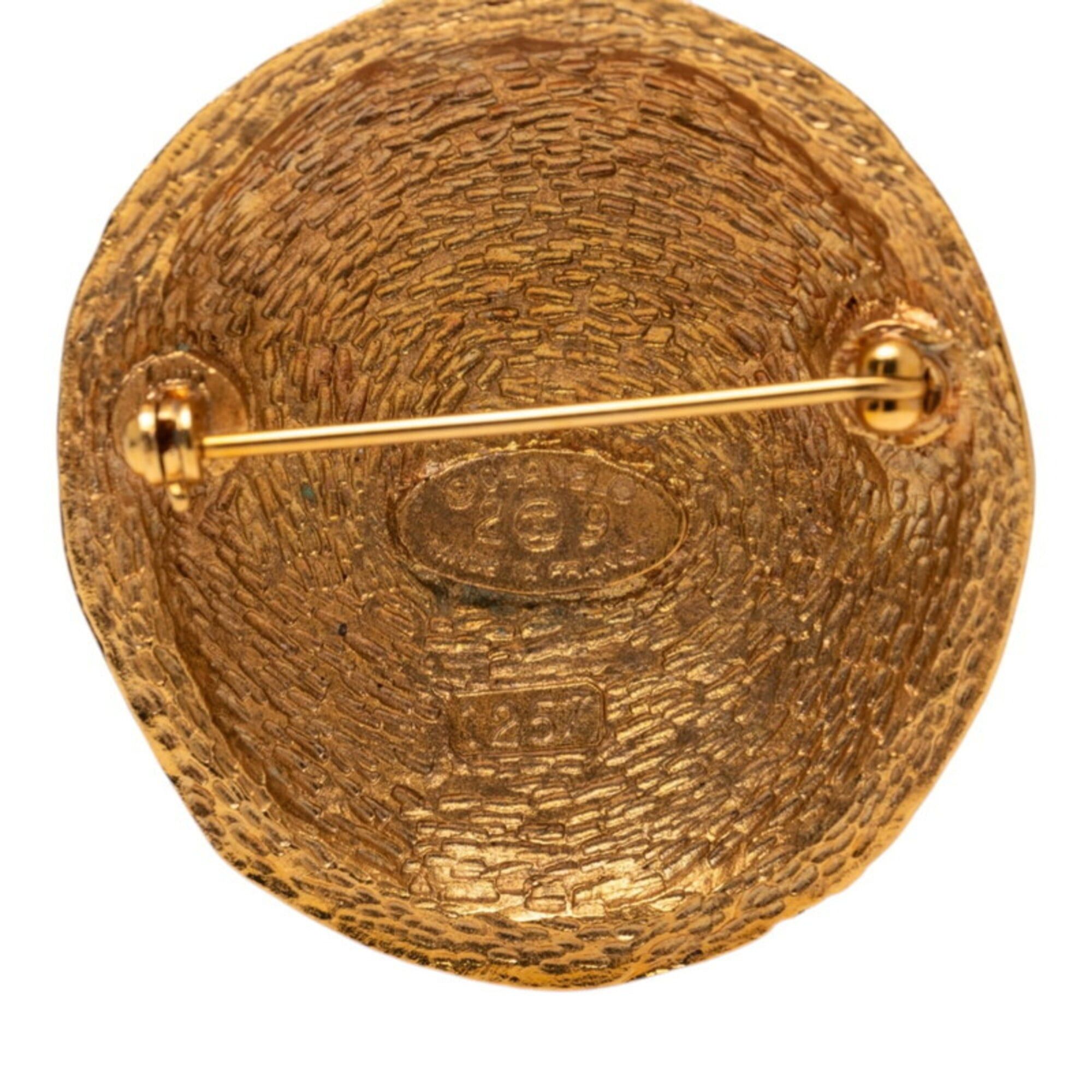 Chanel Chanel Vintage Coco Mark Round Brooch Gold Plated Women's CHANEL Size ONE SIZE - 3 Thumbnail