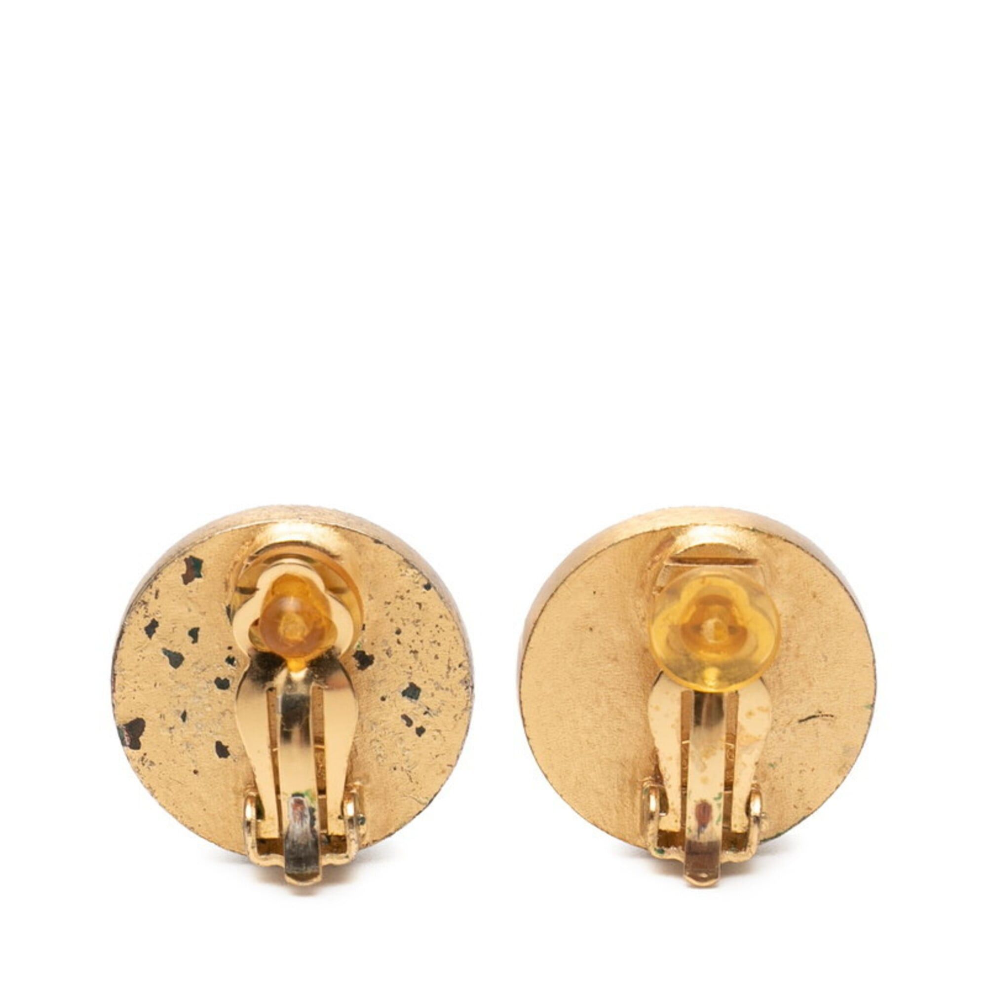 Chanel Chanel Logo Earrings, Gold Beige Plated Leather, Women's CHANEL Size ONE SIZE - 2 Thumbnail