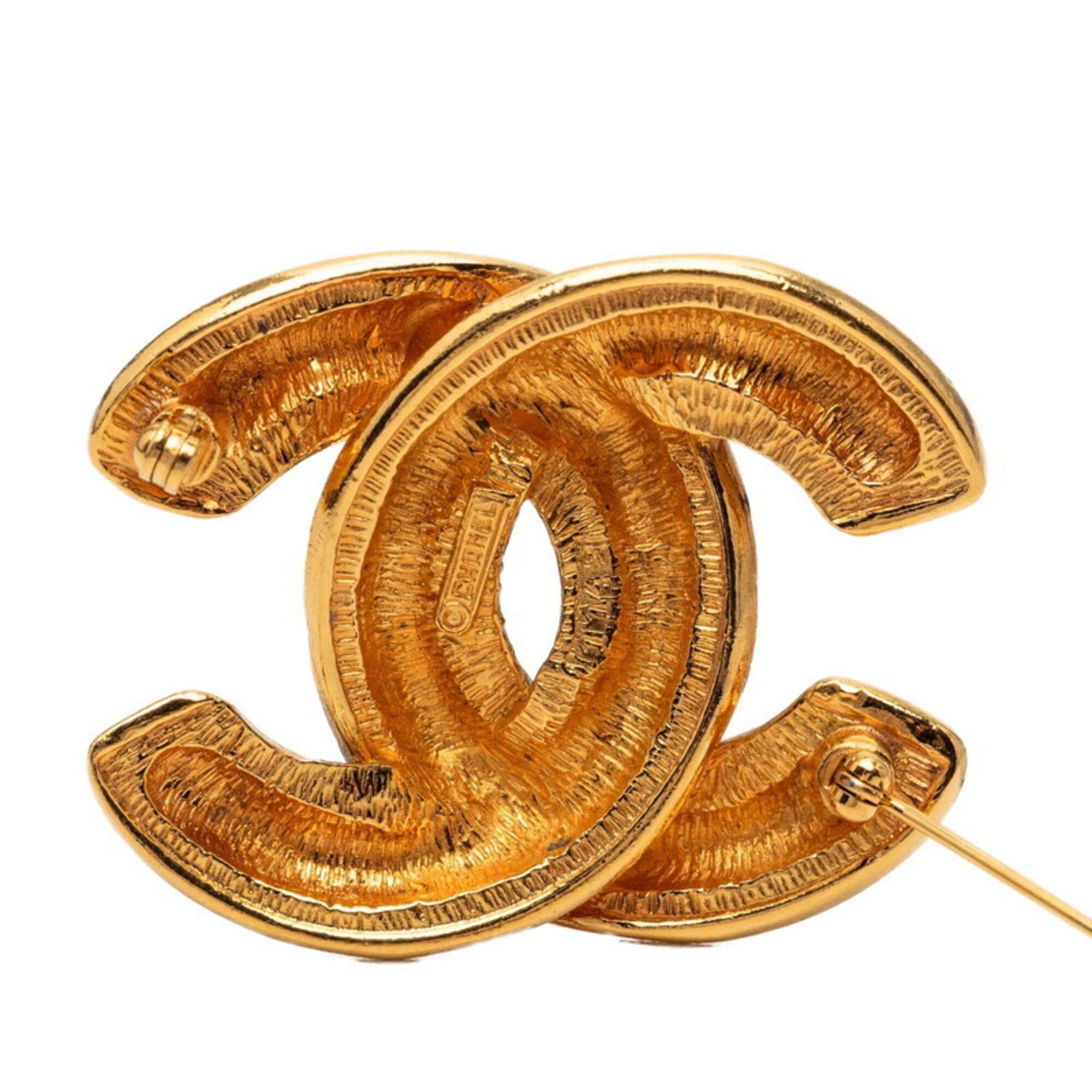 Chanel Chanel Coco Mark Matelassé Brooch, Gold Plated, Women's CHANEL Size ONE SIZE - 3 Thumbnail