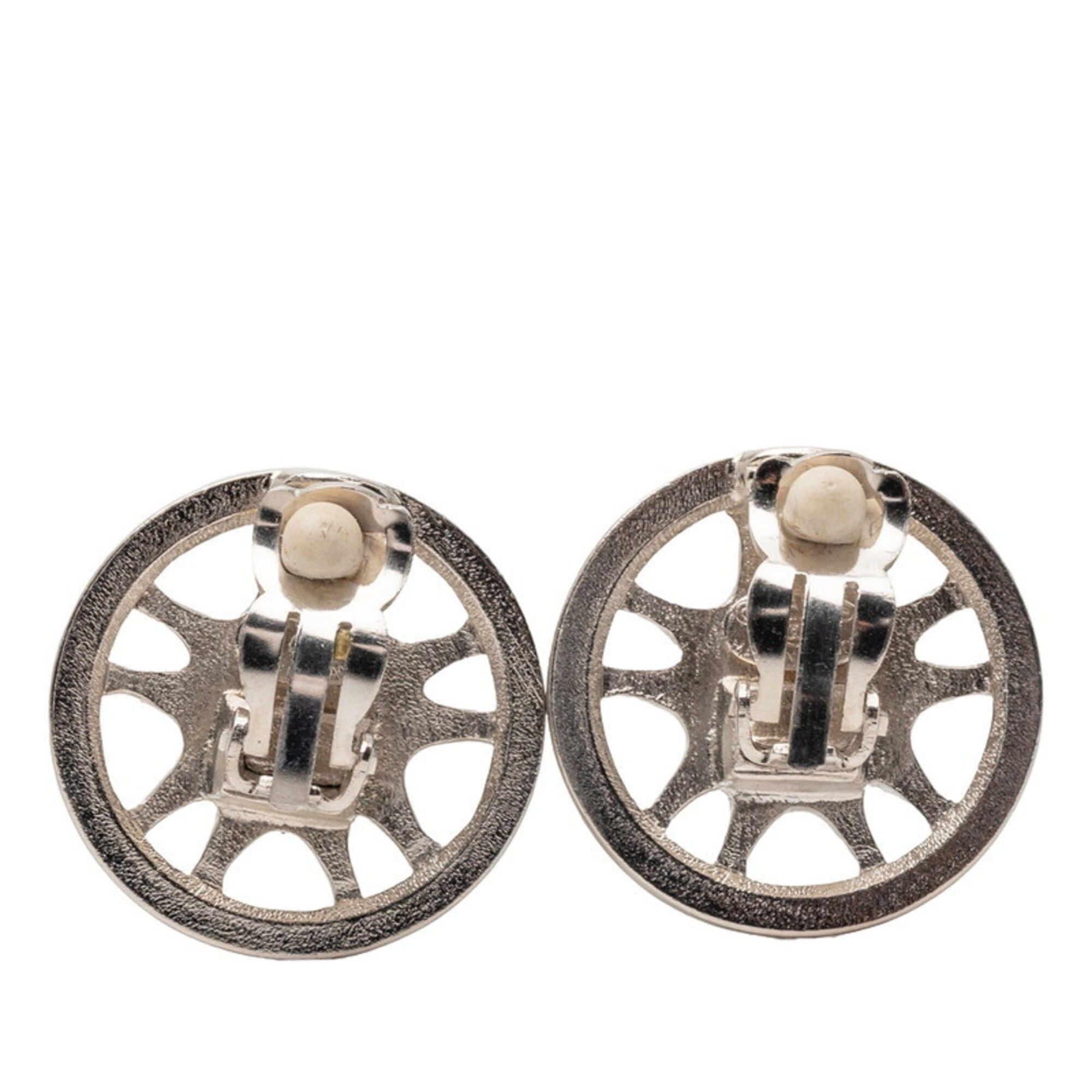 Chanel Chanel Coco Mark Round Earrings, Silver Metal, Women's CHANEL Size ONE SIZE - 2 Thumbnail