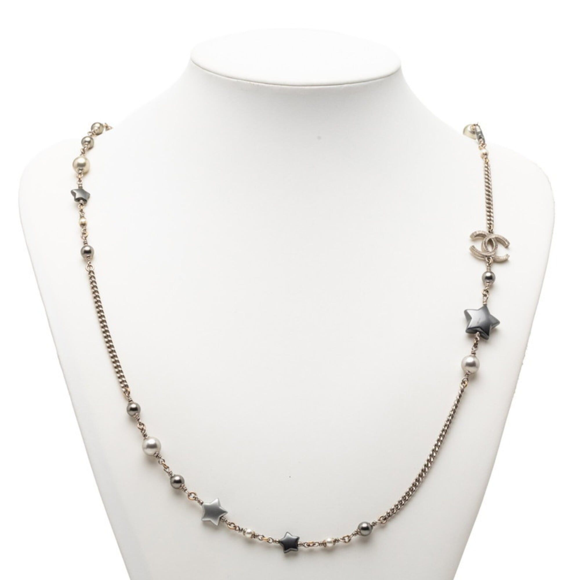 Chanel Chanel Coco Mark Star Long Necklace, Silver Metal, Faux Pearl, Women's CHANEL Size ONE SIZE - 6 Thumbnail