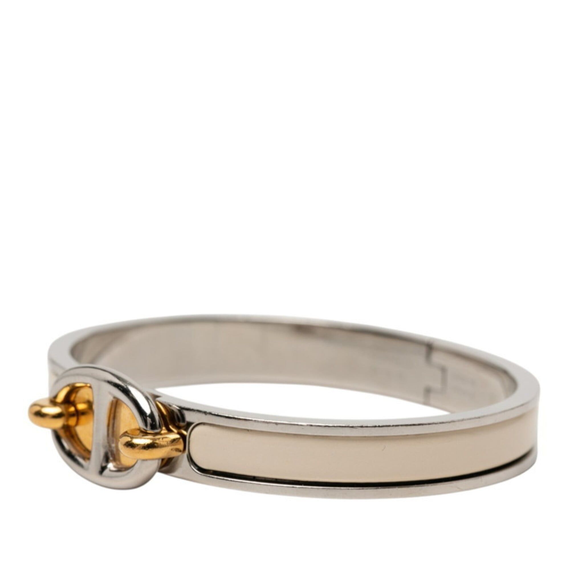 Hermes Hermes Mini Click Chaine d'Ancre PM Bangle, Silver, Ivory, Gold Metal, Enamel Plated, Women's. Size ONE SIZE - 2 Thumbnail