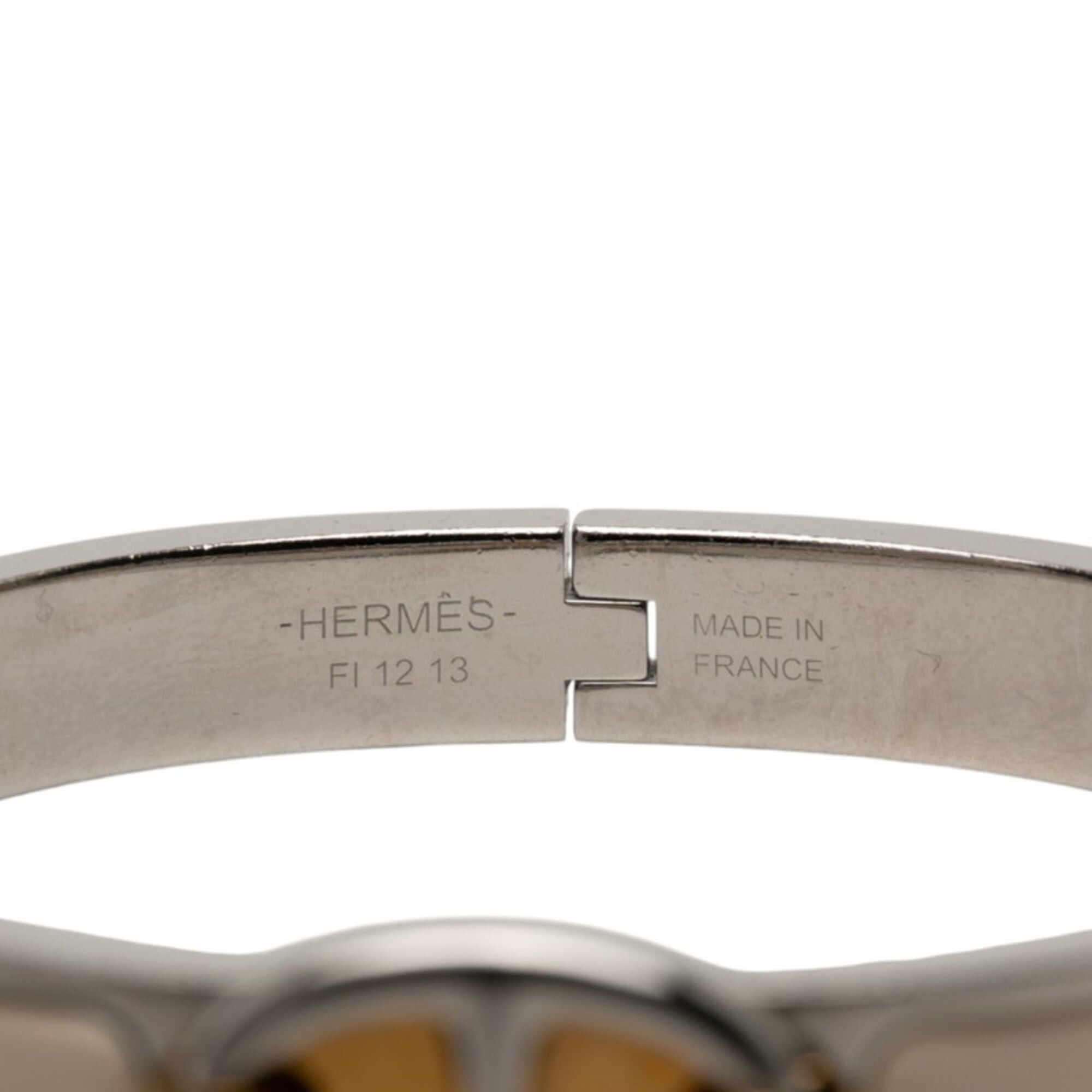 Hermes Hermes Mini Click Chaine d'Ancre PM Bangle, Silver, Ivory, Gold Metal, Enamel Plated, Women's. Size ONE SIZE - 4 Thumbnail