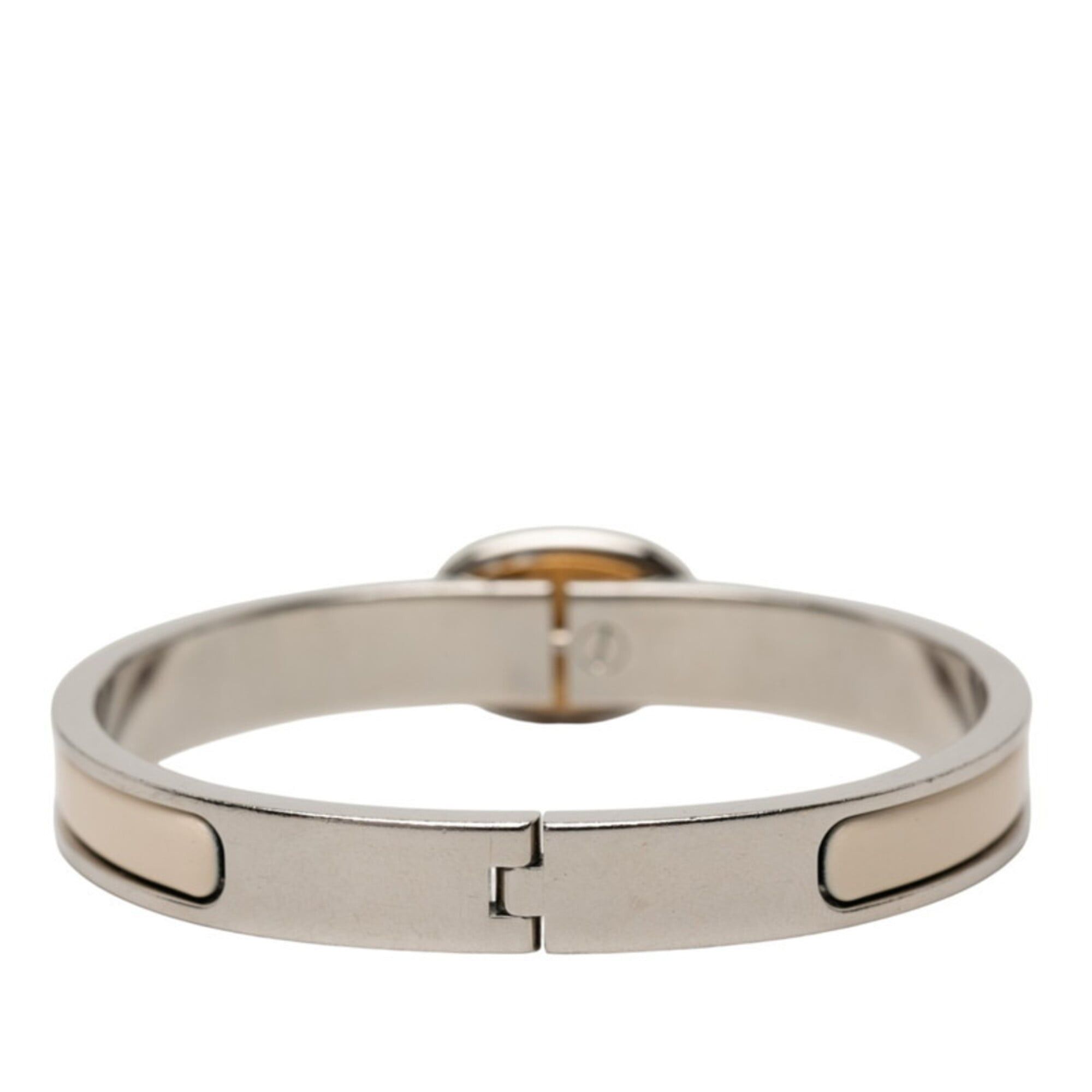 Hermes Hermes Mini Click Chaine d'Ancre PM Bangle, Silver, Ivory, Gold Metal, Enamel Plated, Women's. Size ONE SIZE - 3 Thumbnail