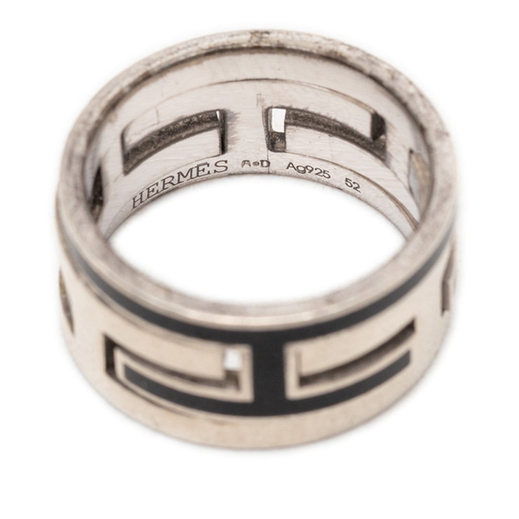Hermes Hermes Move H Ring, Size 52, Black, SV925 Silver, Women's Ring Size ONE SIZE - 4 Thumbnail