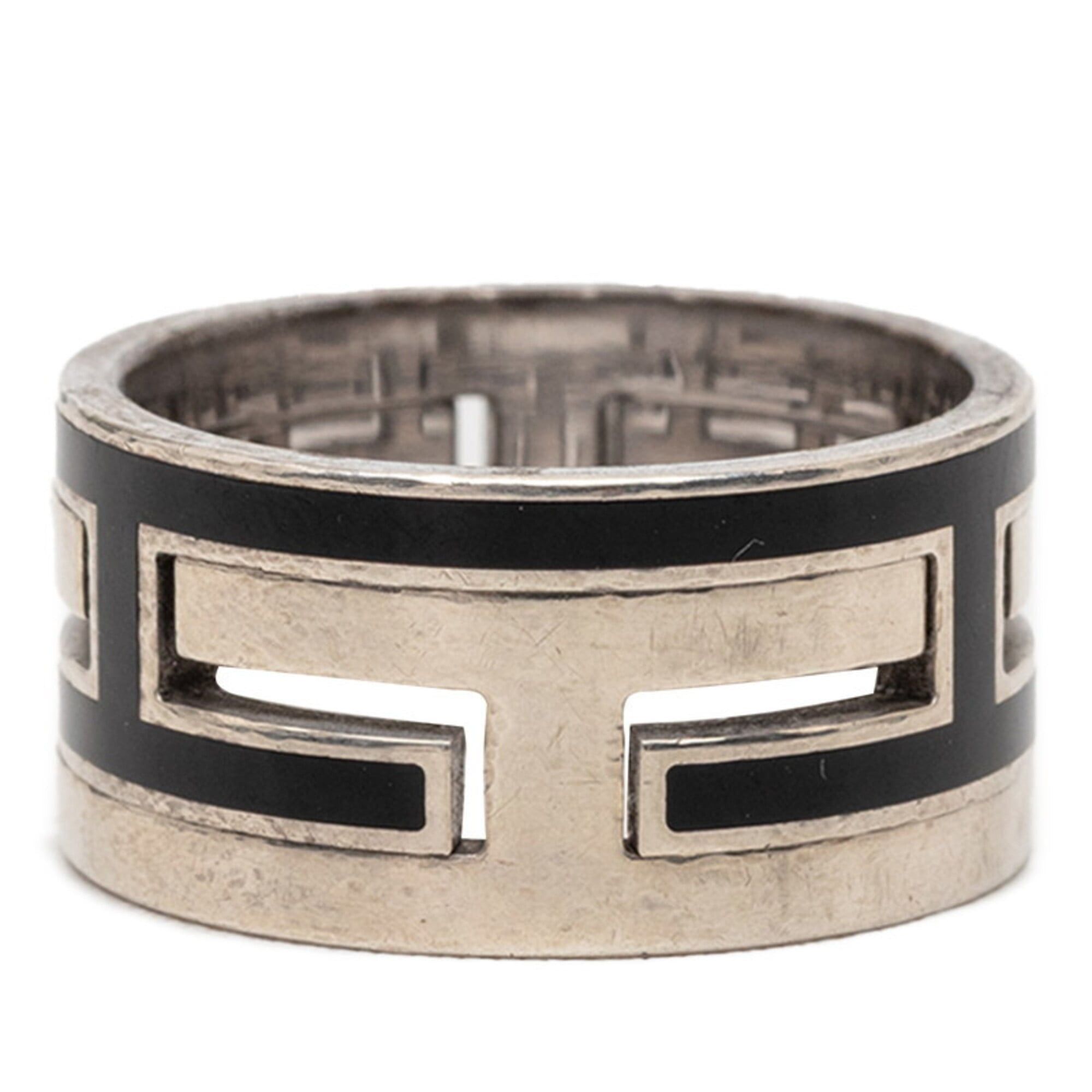 Hermes Hermes Move H Ring, Size 52, Black, SV925 Silver, Women's Ring Size ONE SIZE - 2 Thumbnail
