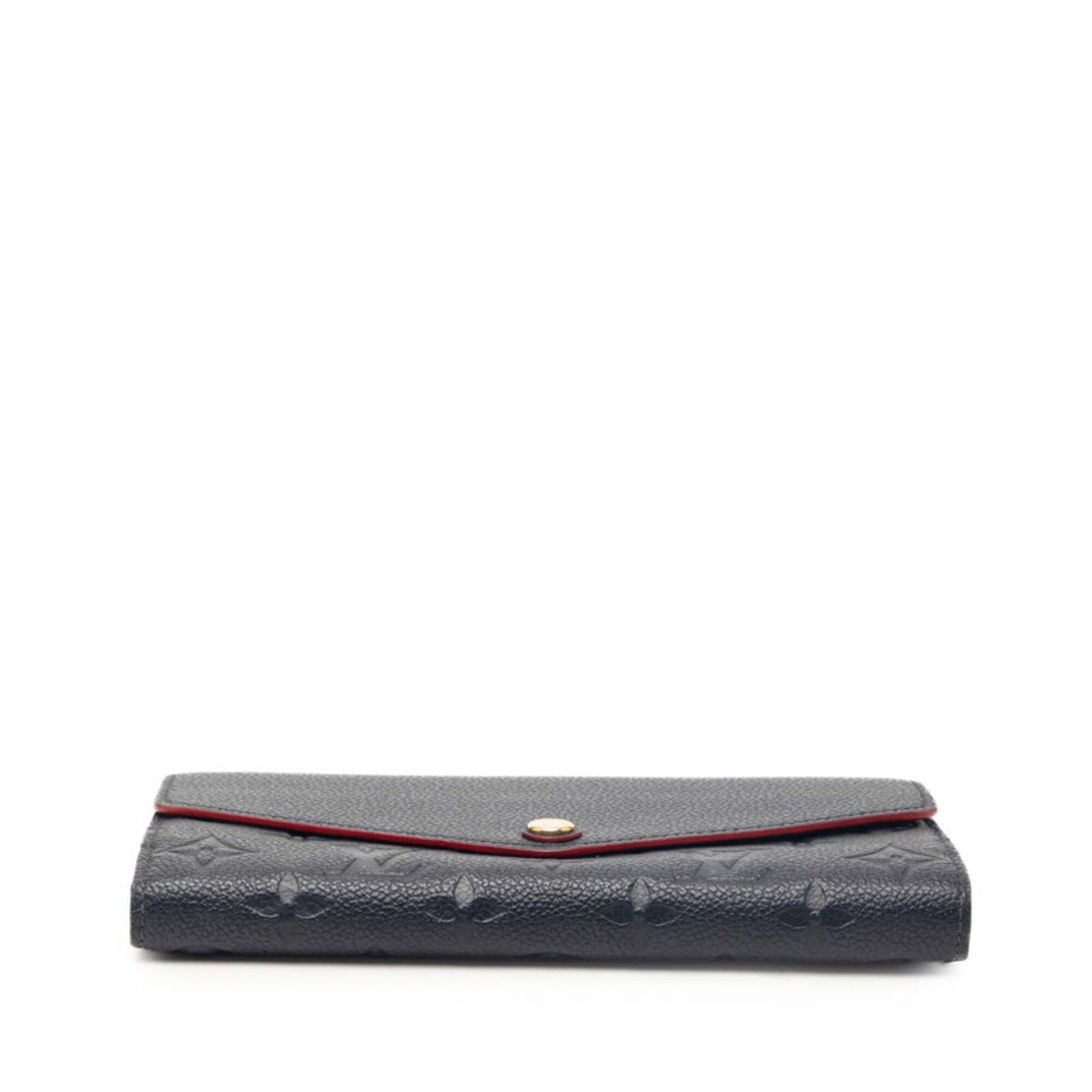 Louis Vuitton Louis Vuitton Monogram Empreinte Portefeuille Sarah Long Wallet M62125 Marine Rouge Navy Leather Women's LOUIS VUITTON Size ONE SIZE - 3 Thumbnail