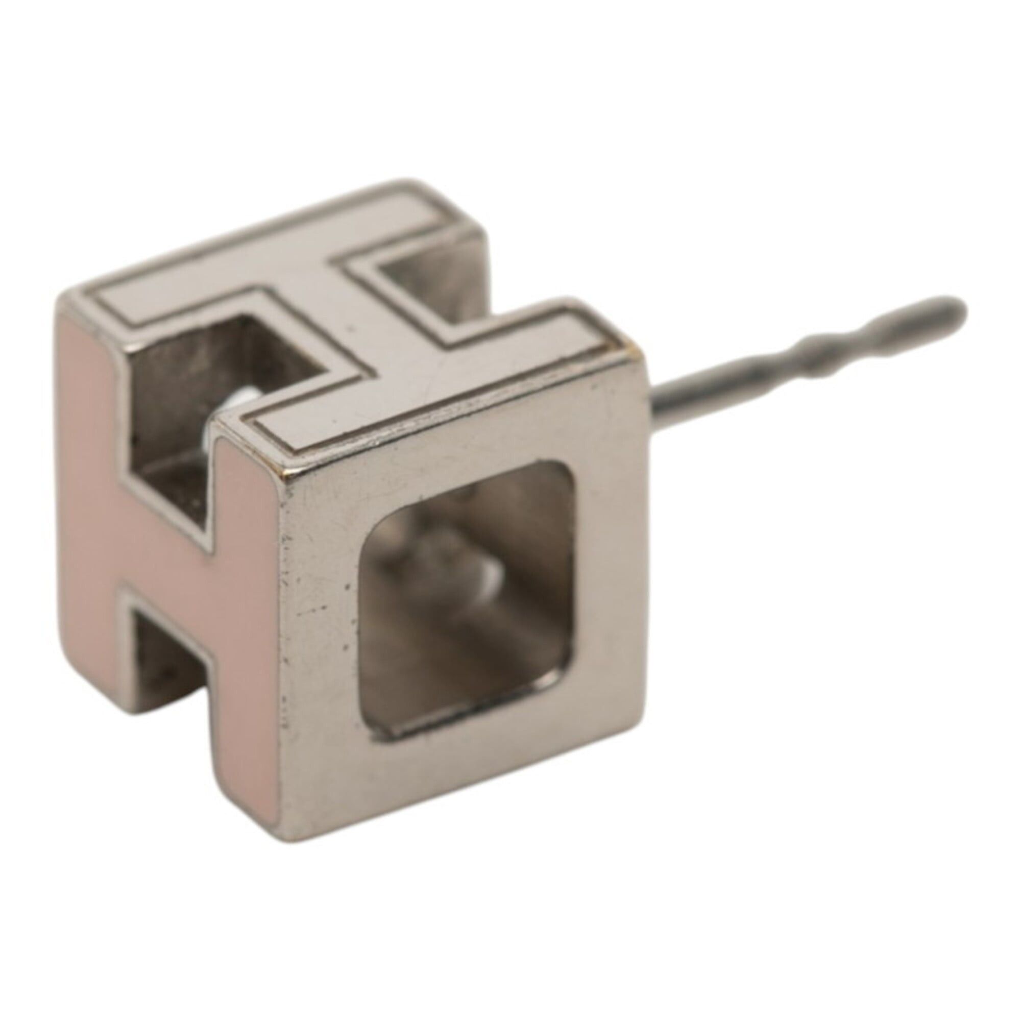 Hermes Hermes Cage d'H H-Cube Earrings, Silver and Light Pink Metal Enamel, Women's HERMES Size ONE SIZE - 3 Thumbnail