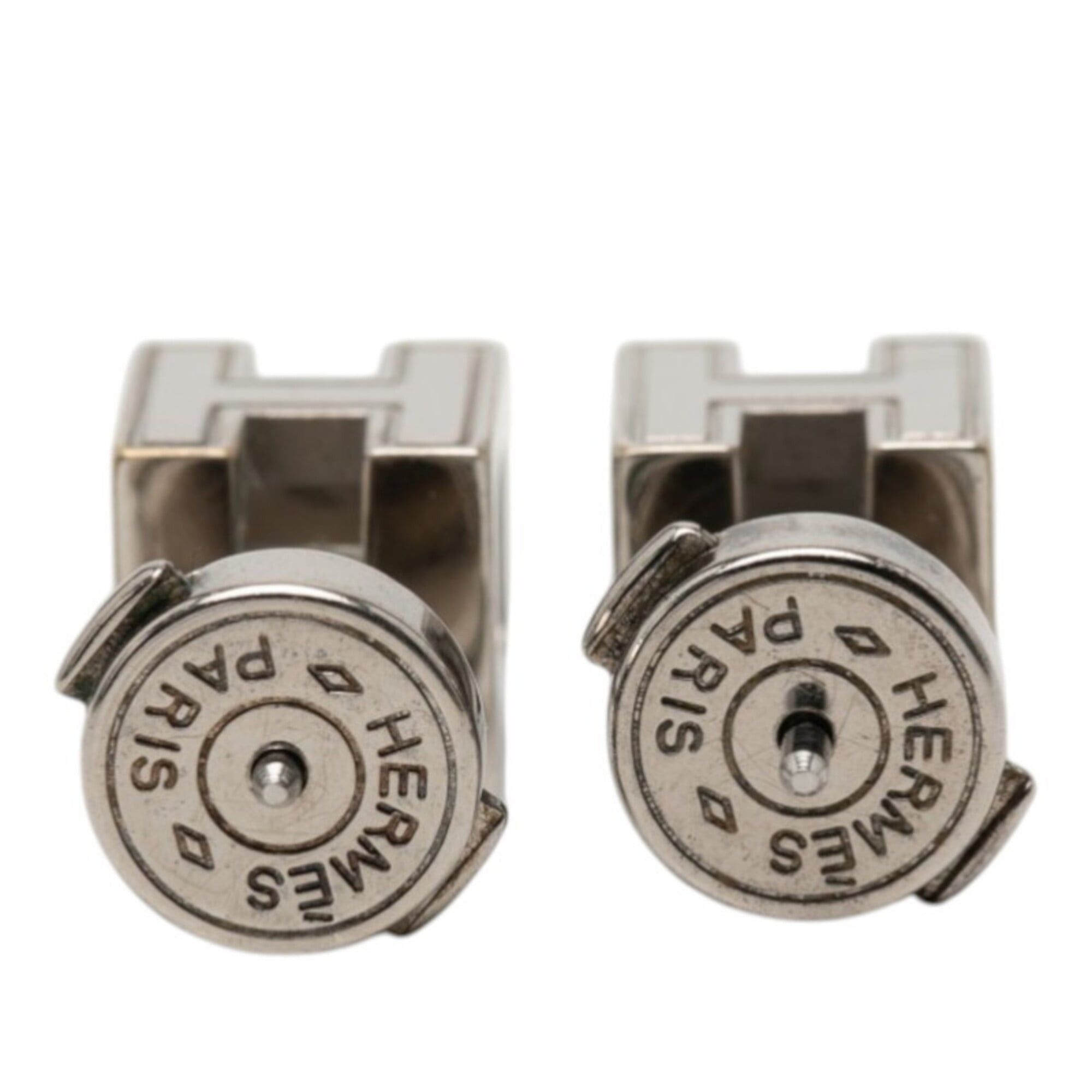Hermes Hermes Cage d'H H-Cube Earrings, Silver and Light Pink Metal Enamel, Women's HERMES Size ONE SIZE - 2 Thumbnail