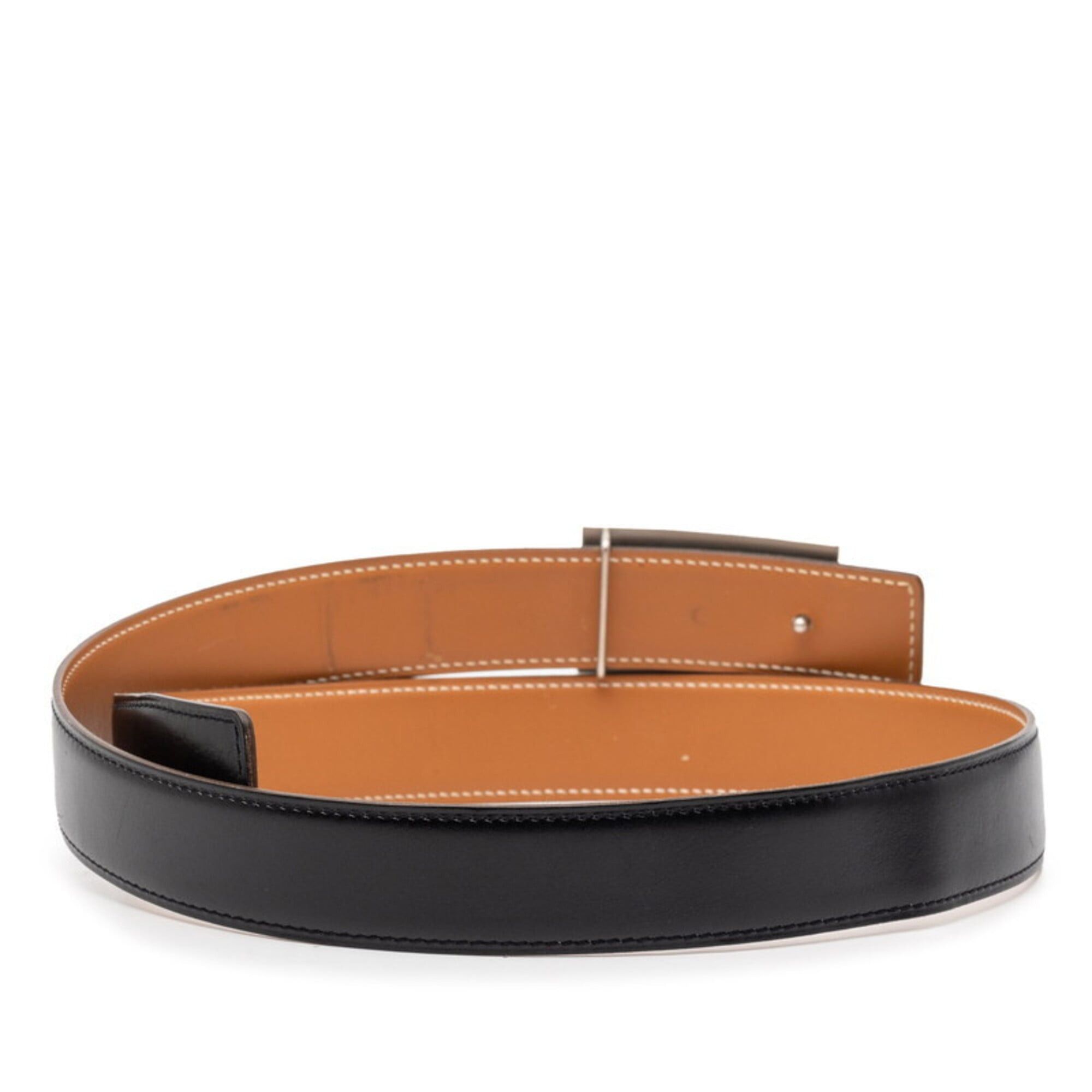 Hermes Hermes H-plate belt, size 85, black leather, women's. Size ONE SIZE - 3 Thumbnail