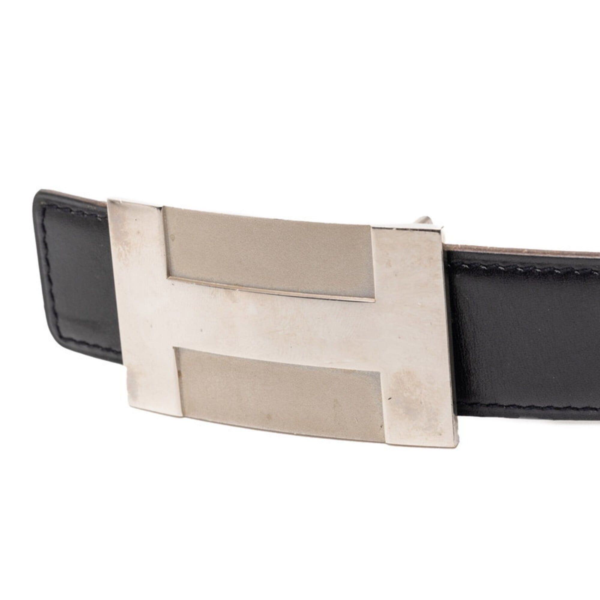 Hermes Hermes H-plate belt, size 85, black leather, women's. Size ONE SIZE - 4 Thumbnail