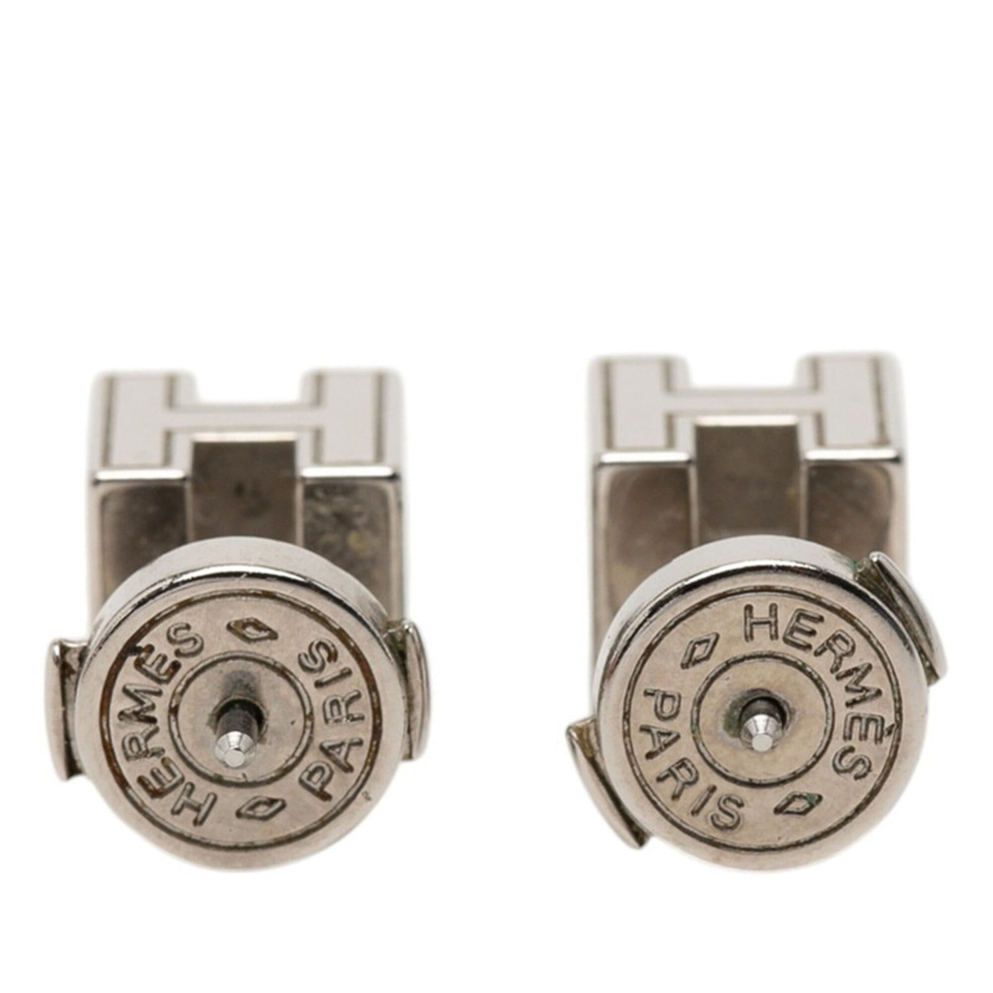 Hermes Hermes Cage d'H H-Cube Earrings, Silver and Beige Metal Enamel, Women's HERMES Size ONE SIZE - 2 Thumbnail
