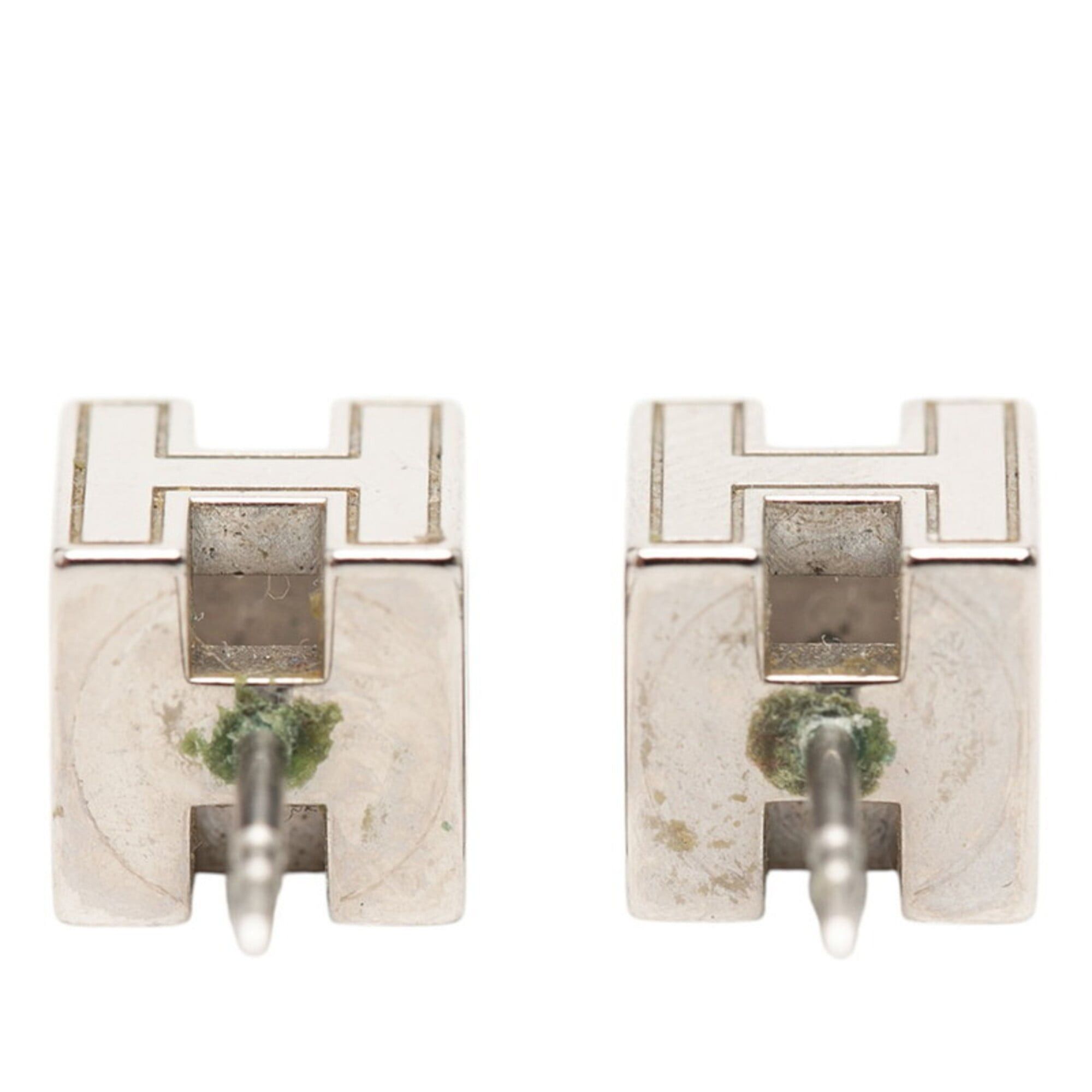 Hermes Hermes Cage d'H H-Cube Earrings, Silver and Beige Metal Enamel, Women's HERMES Size ONE SIZE - 3 Thumbnail