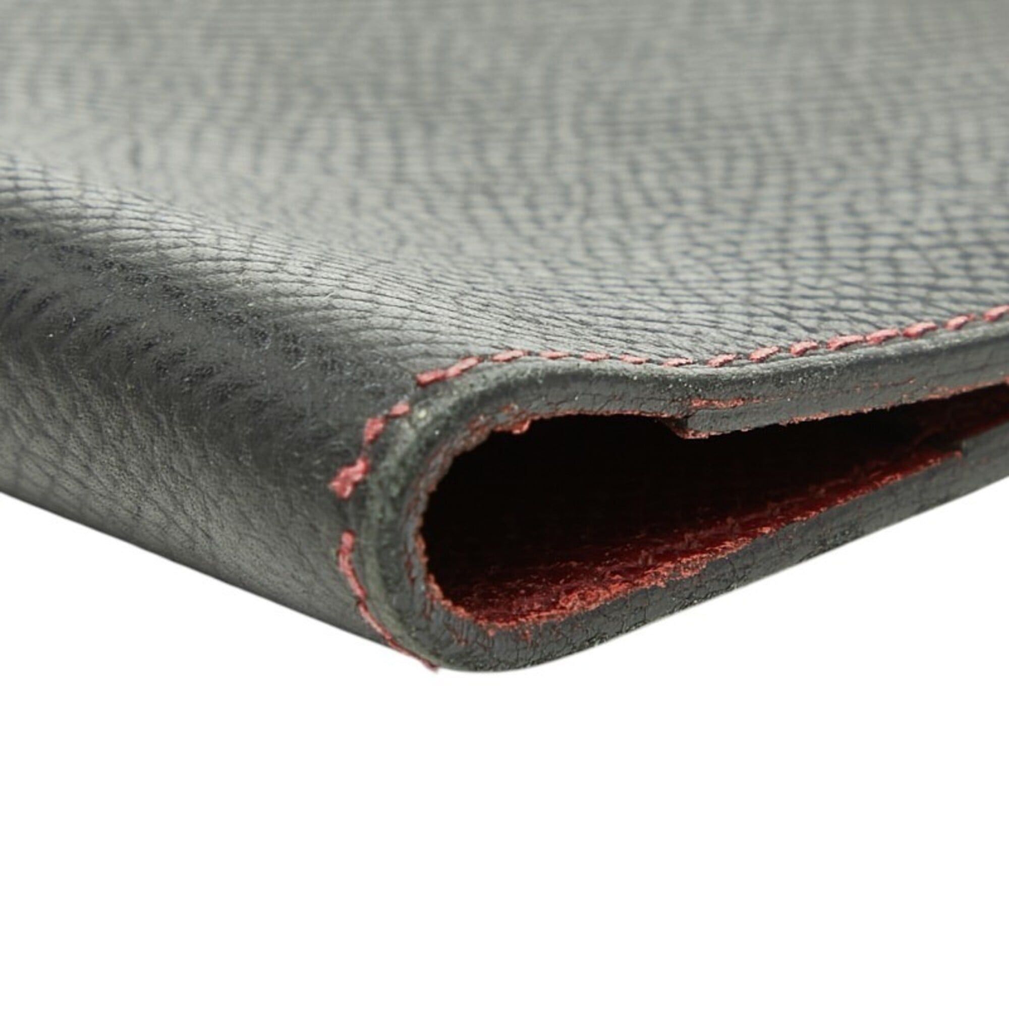 Hermes Hermes Agenda Vision Notebook Cover, Black and Red, Courchevel Leather, Women's Size ONE SIZE - 4 Thumbnail