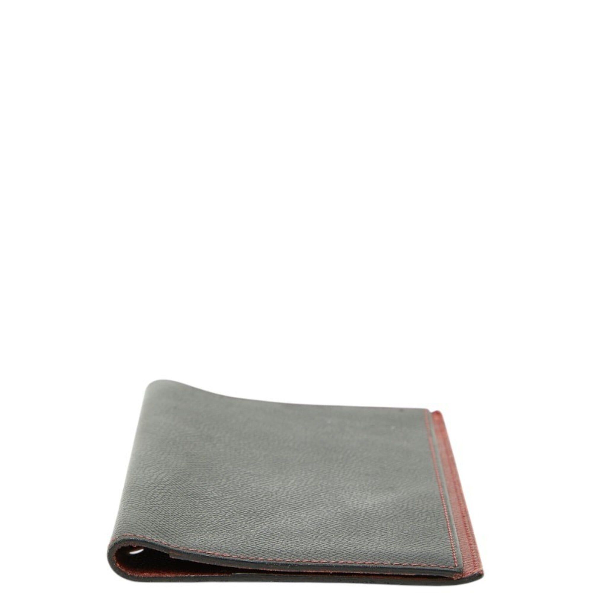 Hermes Hermes Agenda Vision Notebook Cover, Black and Red, Courchevel Leather, Women's Size ONE SIZE - 3 Thumbnail