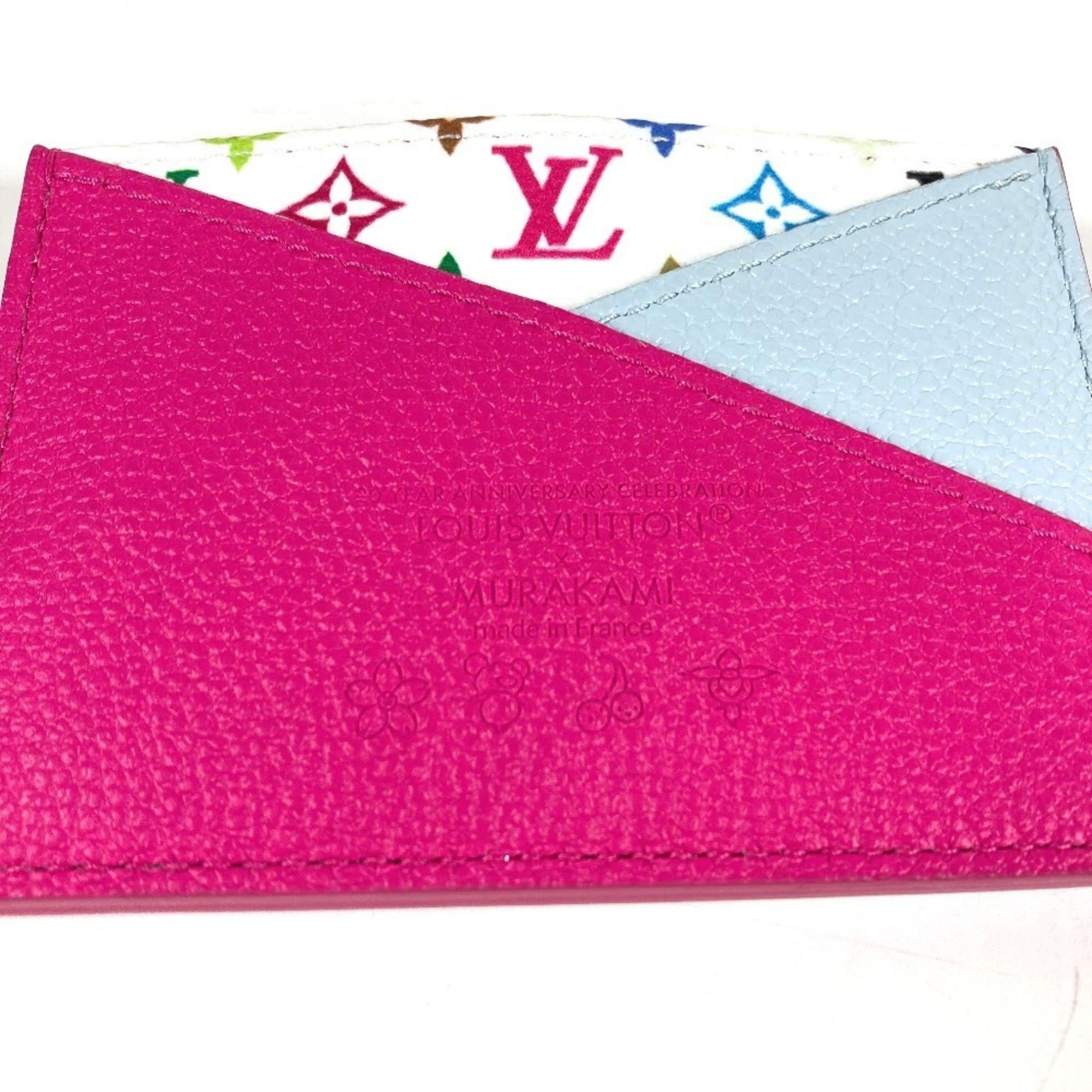 Louis Vuitton LOUIS VUITTON M14091 Monogram Multicolor LV x TM Takashi Murakami Porte Carte Crisscross Pass Case Business Card Holder Holder/Card Canvas Men's Women's Cute Pin White Like New Size ONE SIZE - 7 Thumbnail