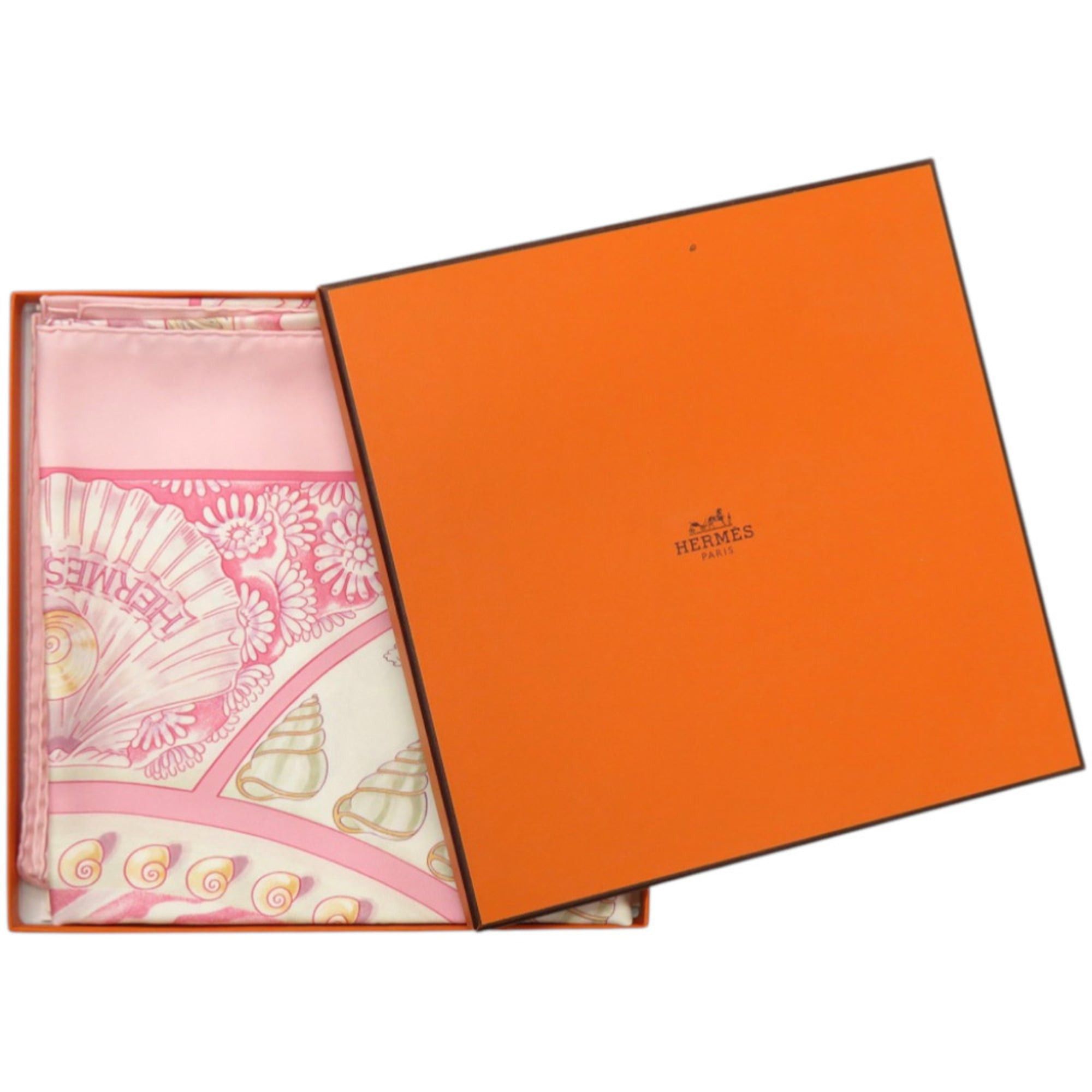 Hermes Hermes Carre 90 Parures Oceanes Ocean-themed Silk Pink Scarf/Muffler 0476HERMES Size ONE SIZE - 2 Thumbnail