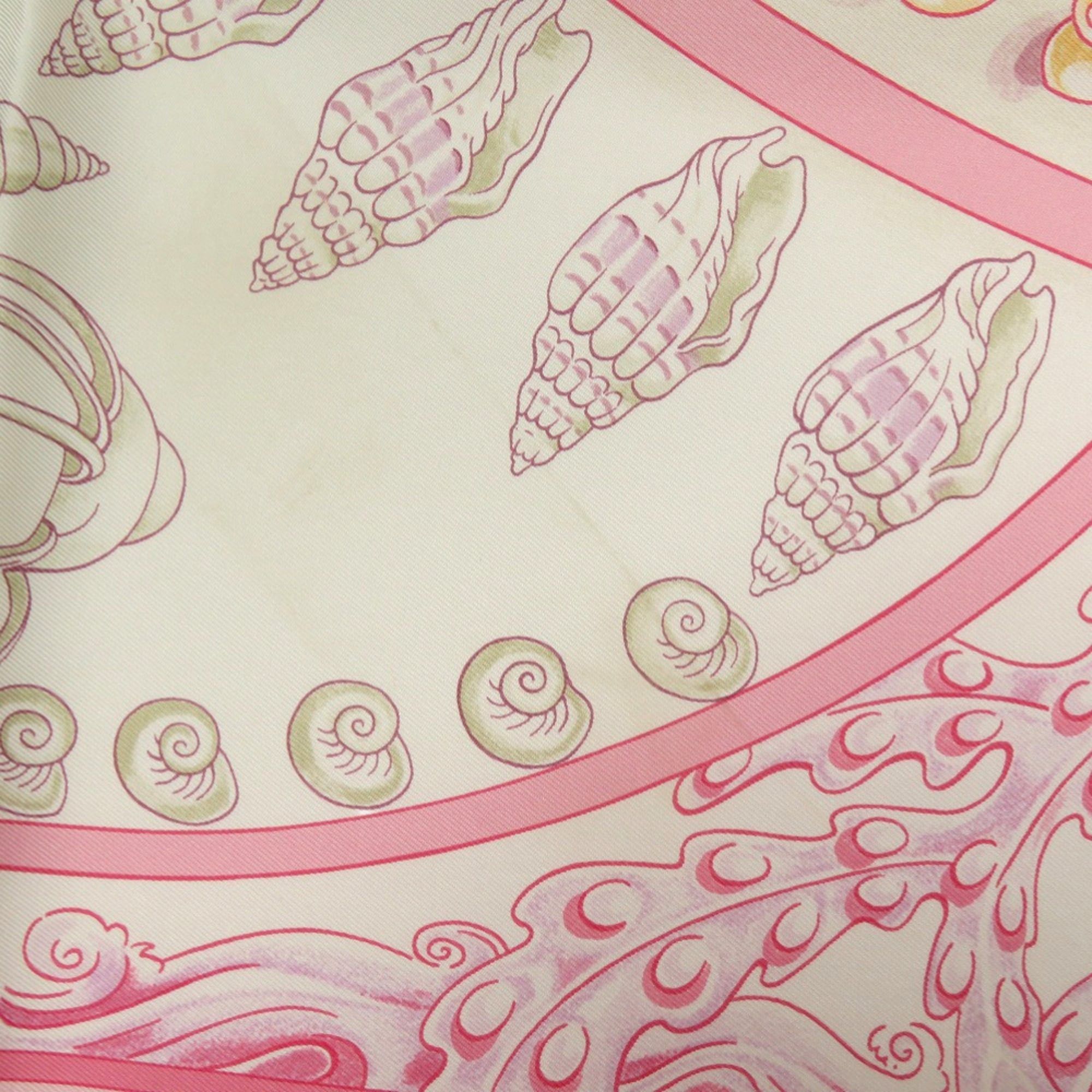 Hermes Hermes Carre 90 Parures Oceanes Ocean-themed Silk Pink Scarf/Muffler 0476HERMES Size ONE SIZE - 5 Thumbnail