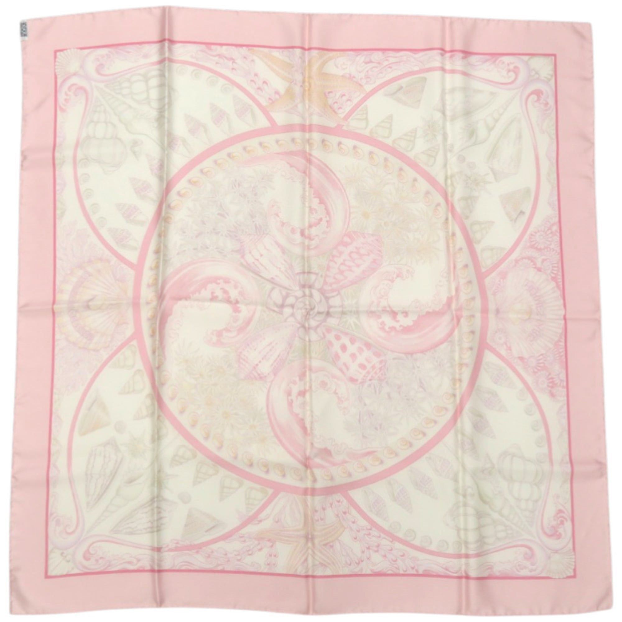 Hermes Hermes Carre 90 Parures Oceanes Ocean-themed Silk Pink Scarf/Muffler 0476HERMES Size ONE SIZE - 3 Thumbnail