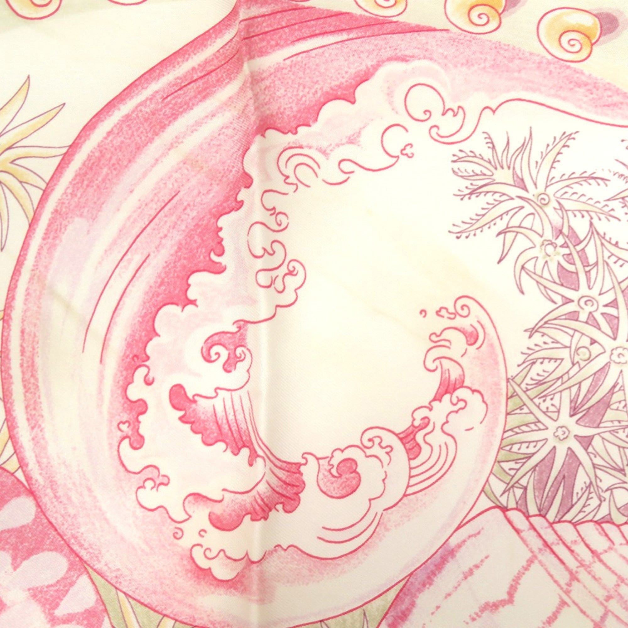Hermes Hermes Carre 90 Parures Oceanes Ocean-themed Silk Pink Scarf/Muffler 0476HERMES Size ONE SIZE - 6 Thumbnail