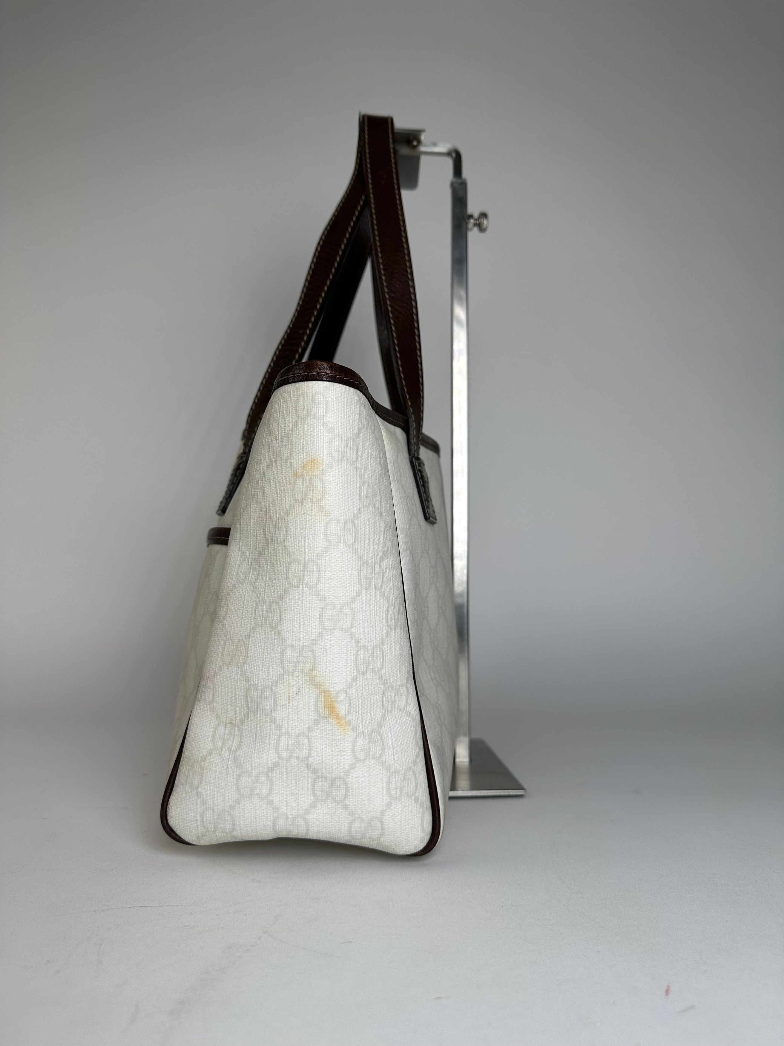Gucci Vintage Monogram Tote Bag White Black Size ONE SIZE - 6 Thumbnail