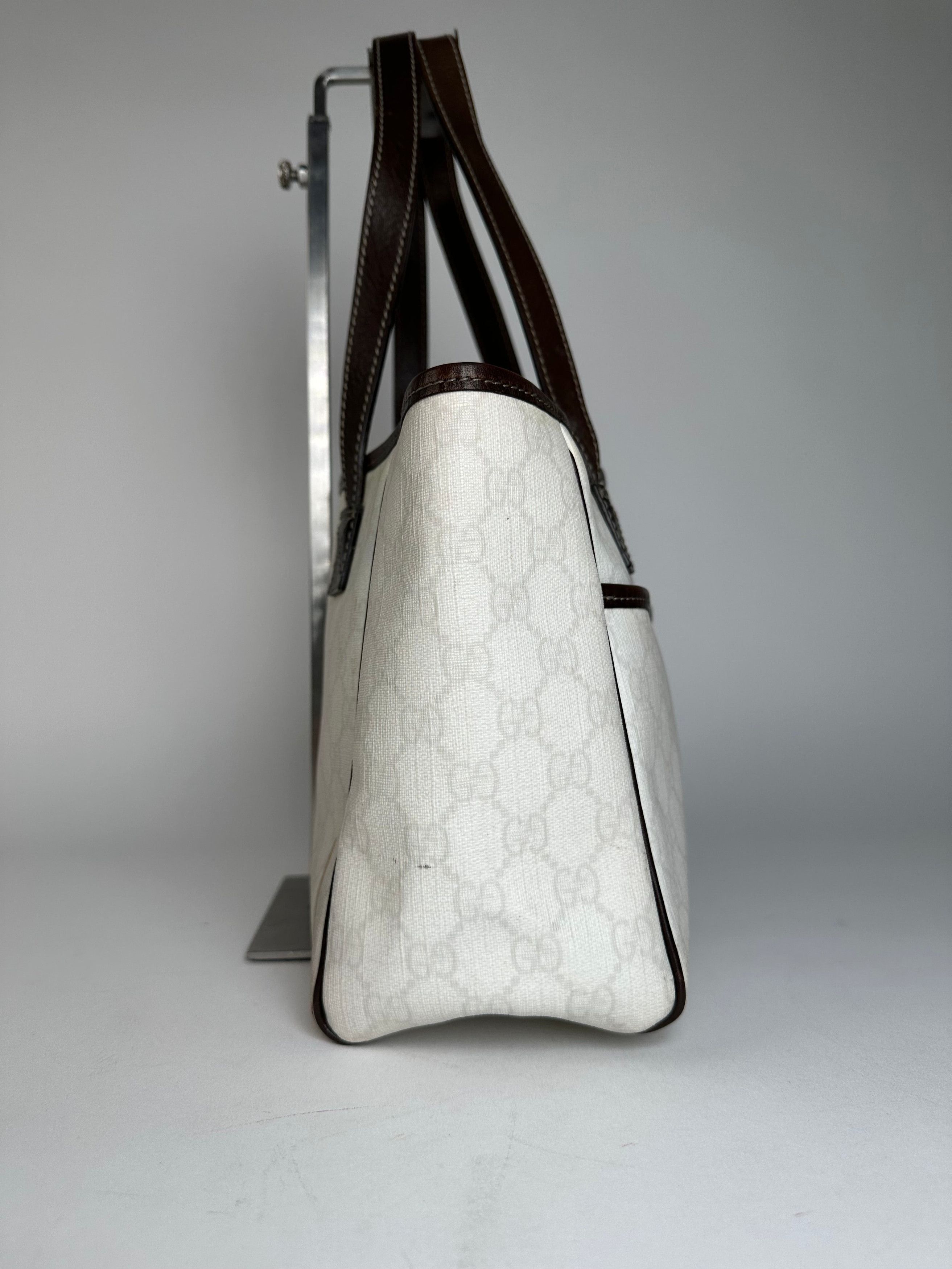 Gucci Vintage Monogram Tote Bag White Black Size ONE SIZE - 4 Thumbnail