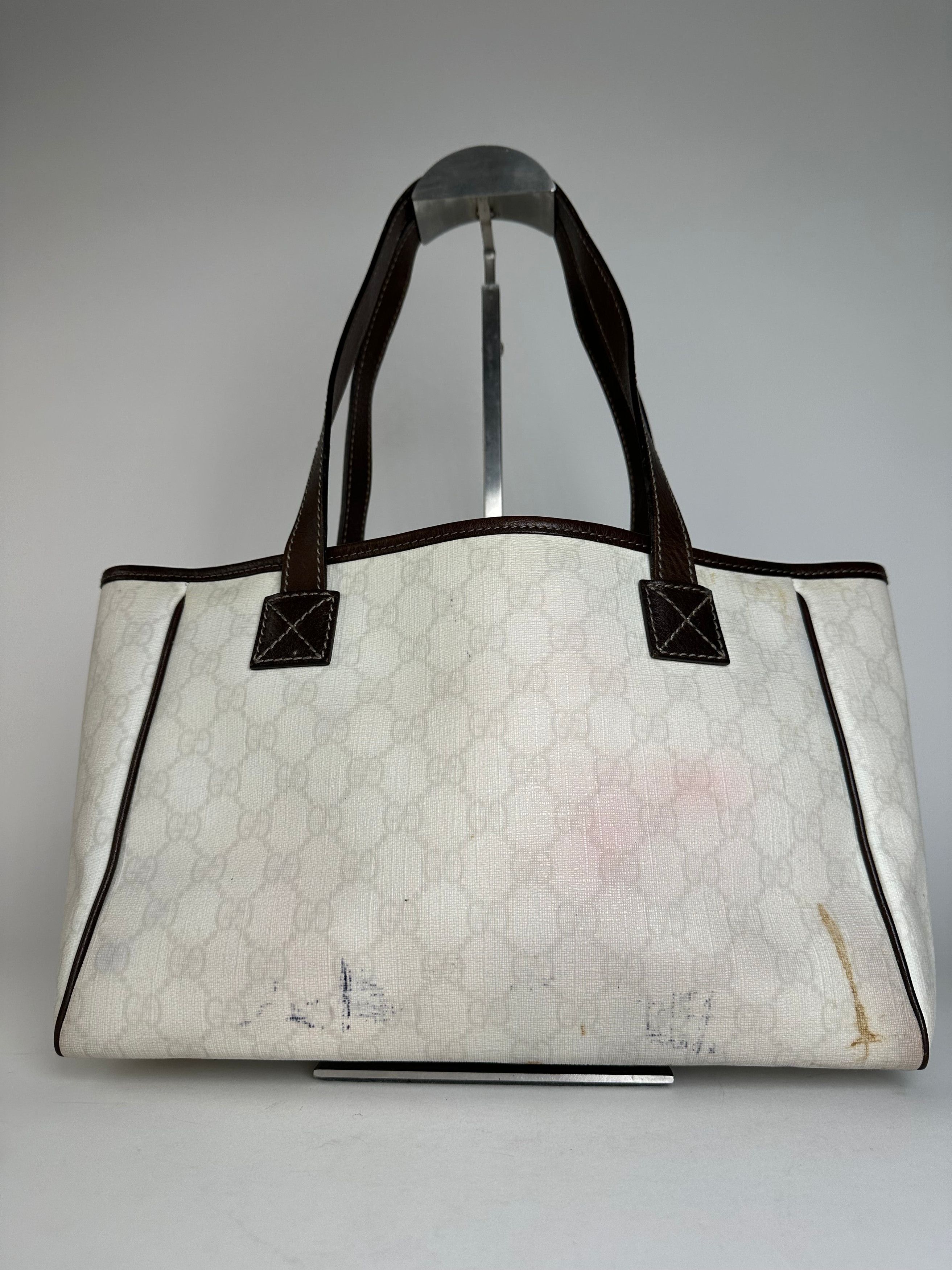 Gucci Vintage Monogram Tote Bag White Black Size ONE SIZE - 2 Thumbnail