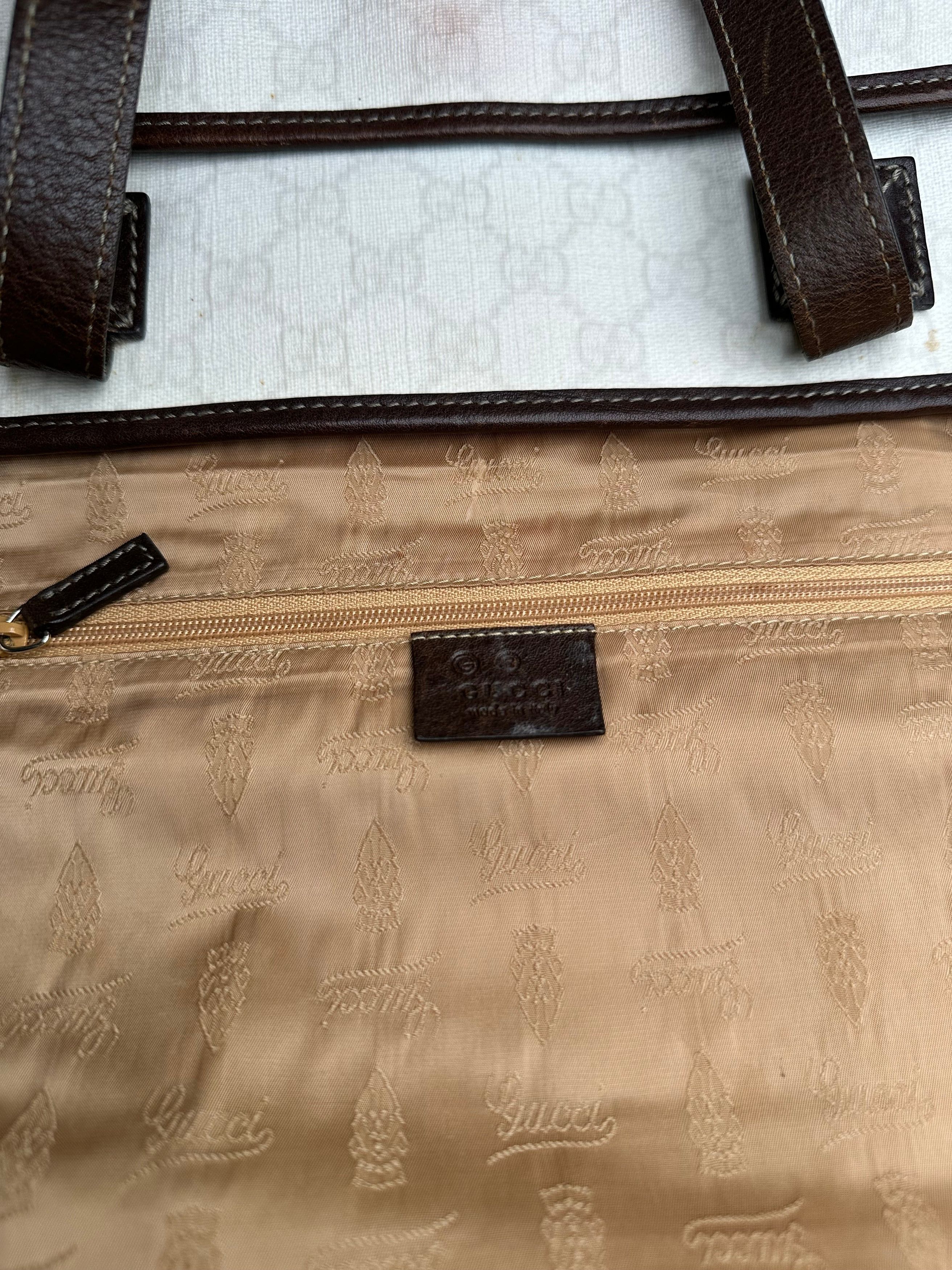 Gucci Vintage Monogram Tote Bag White Black Size ONE SIZE - 9 Thumbnail