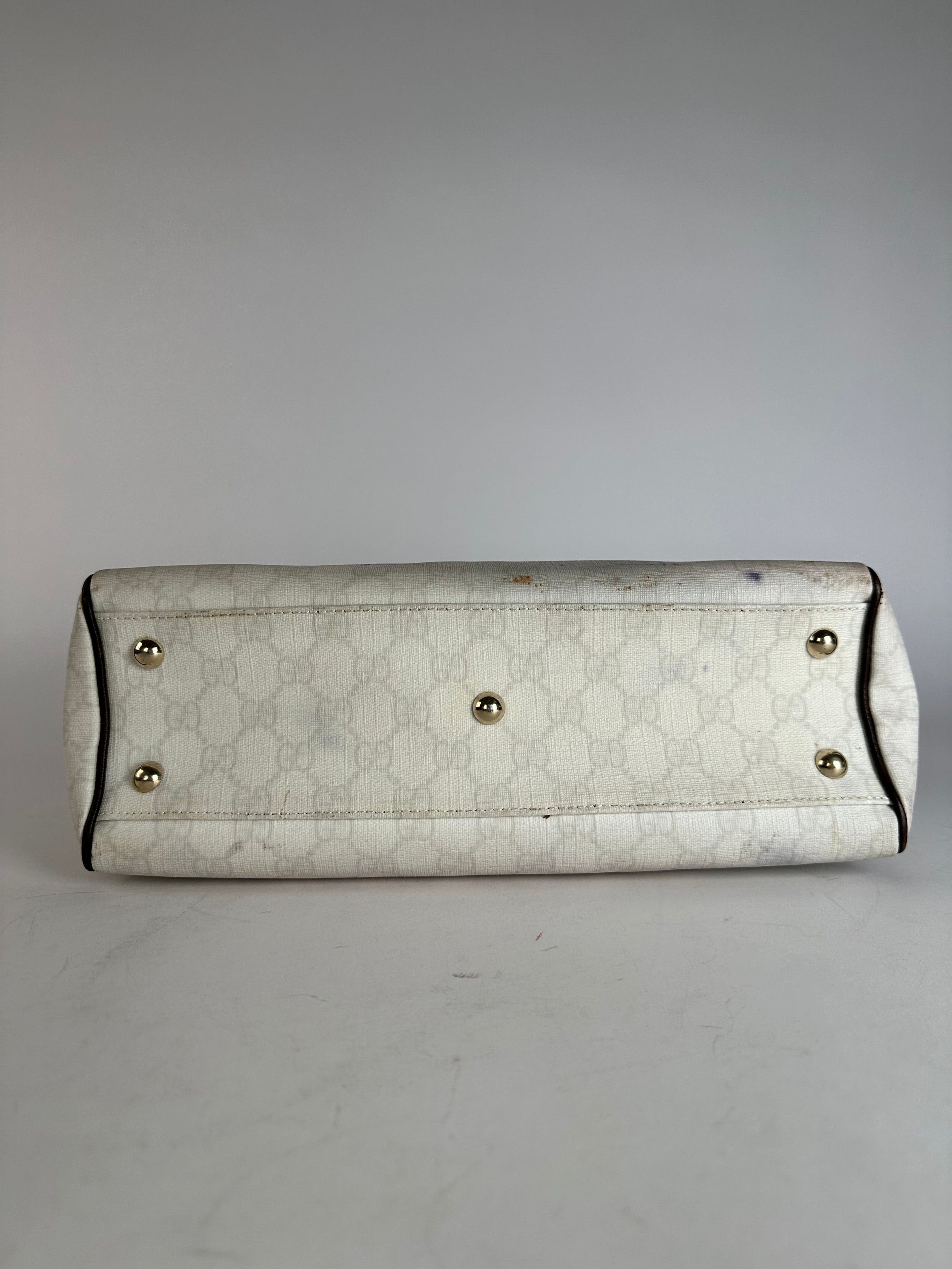 Gucci Vintage Monogram Tote Bag White Black Size ONE SIZE - 8 Thumbnail