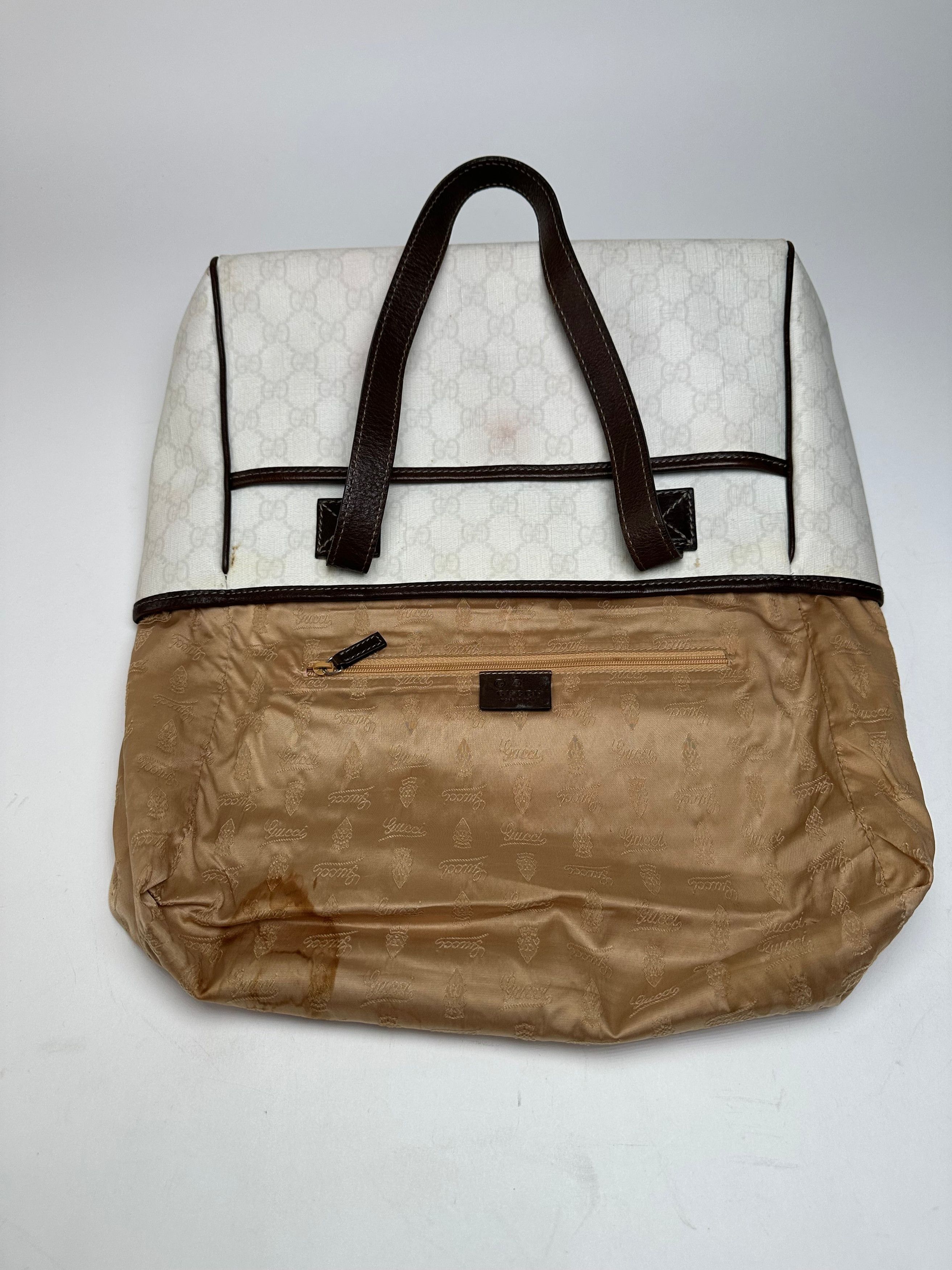 Gucci Vintage Monogram Tote Bag White Black Size ONE SIZE - 5 Thumbnail