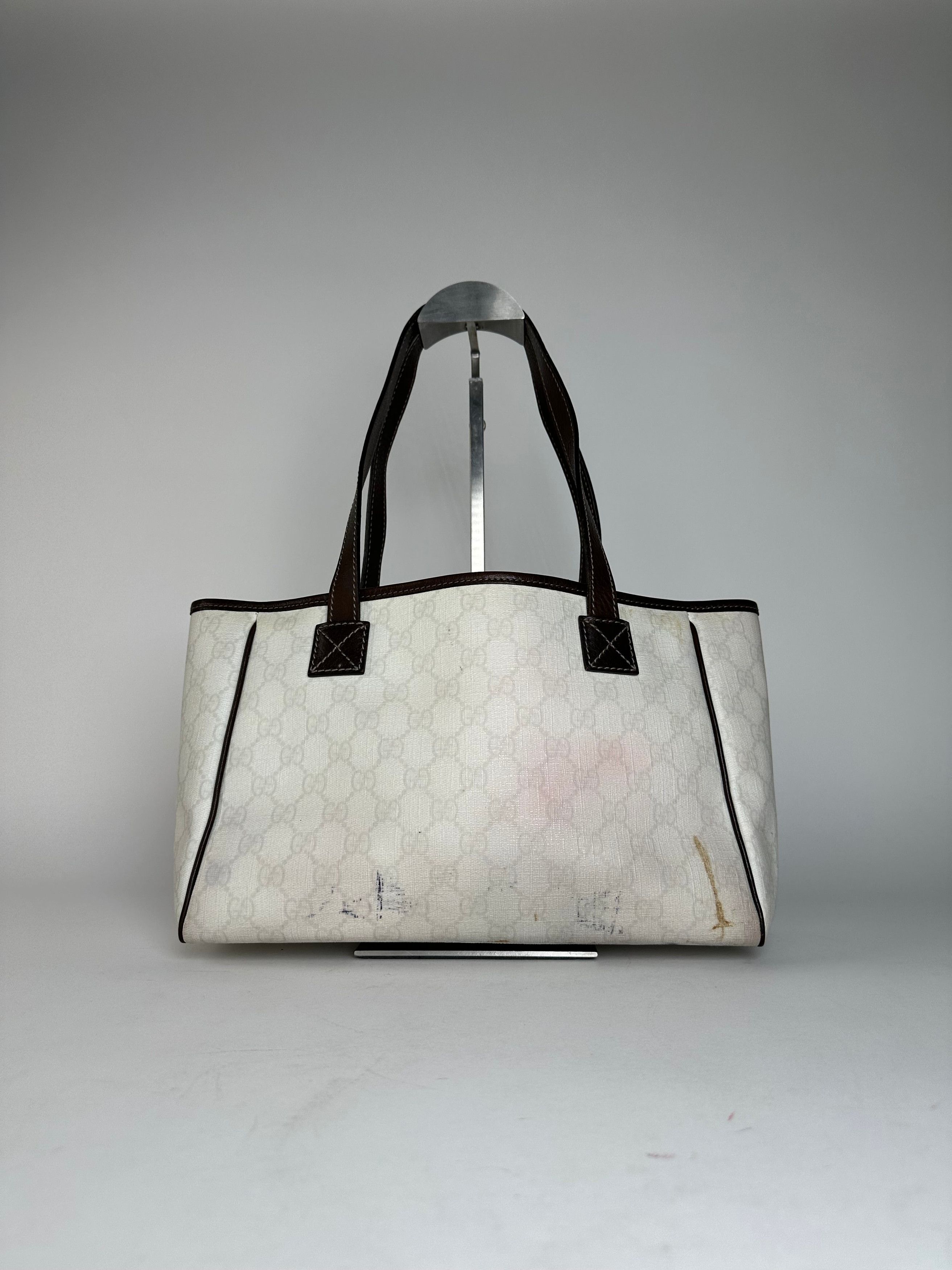 Gucci Vintage Monogram Tote Bag White Black Size ONE SIZE - 13 Thumbnail