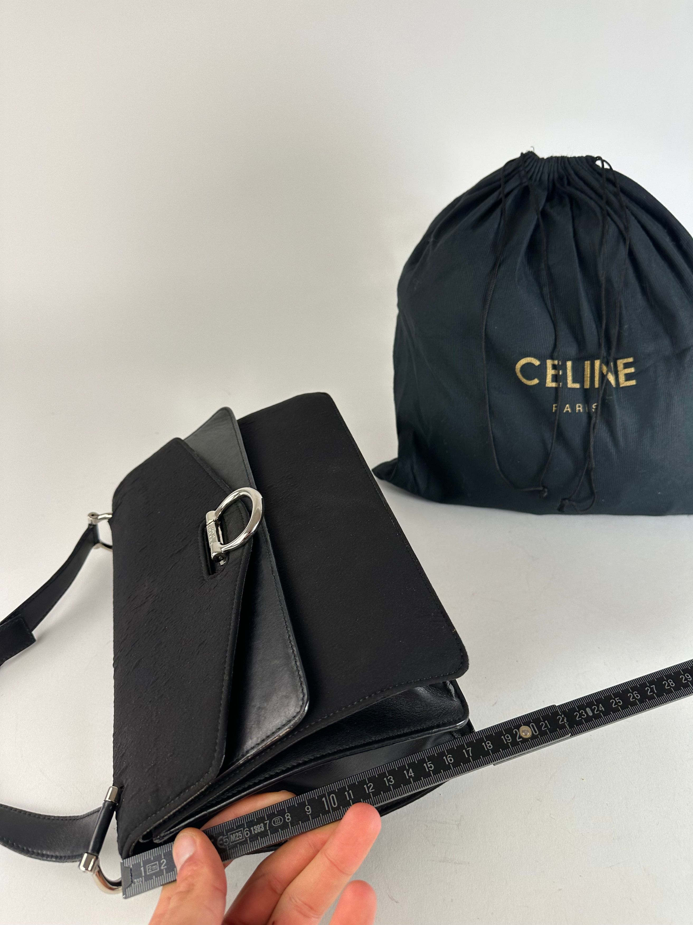Celine Vintage Paris Flap Polyester Leather Shoulder Bag Black Size ONE SIZE - 12 Thumbnail