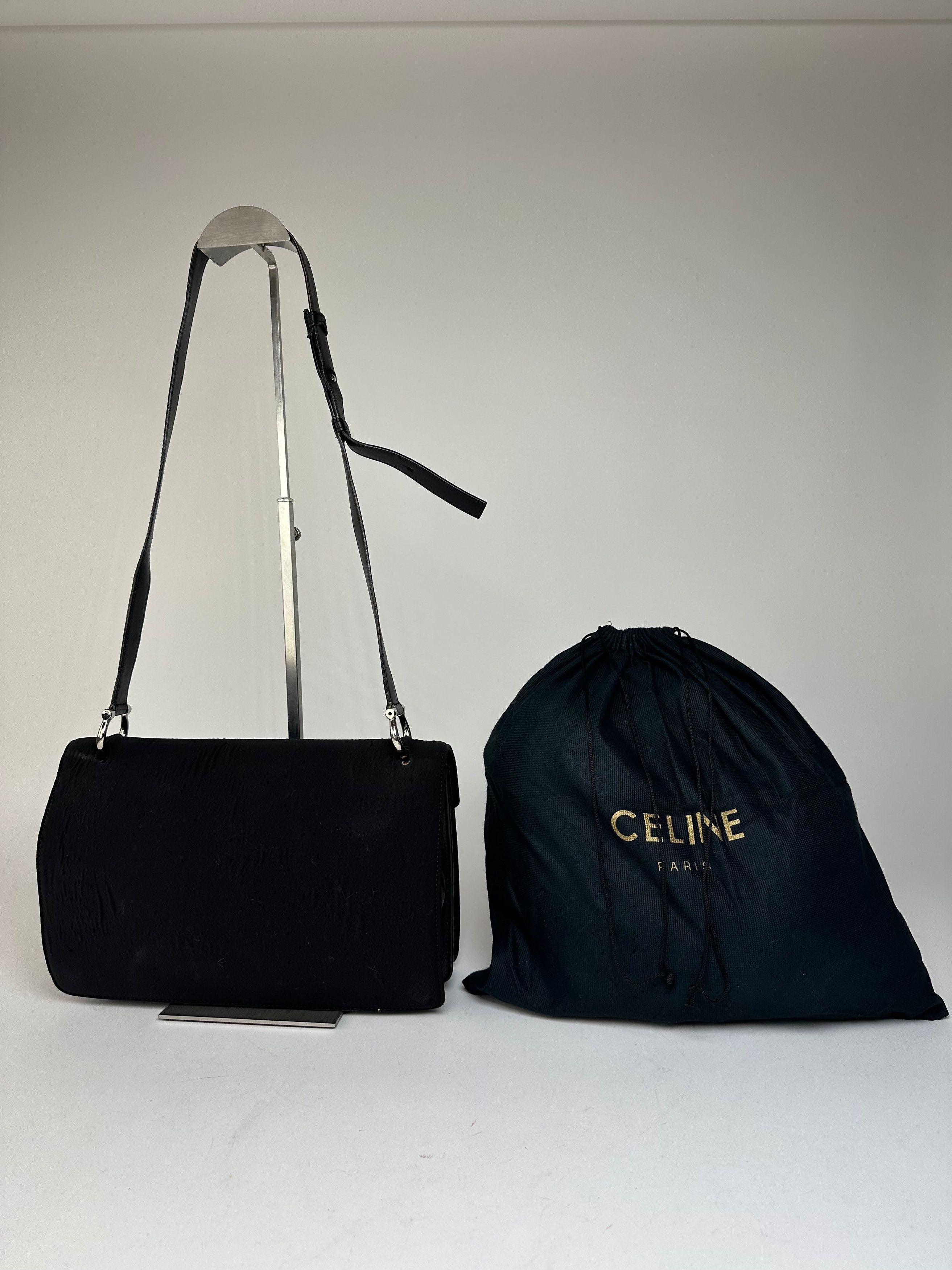 Celine Vintage Paris Flap Polyester Leather Shoulder Bag Black Size ONE SIZE - 2 Thumbnail