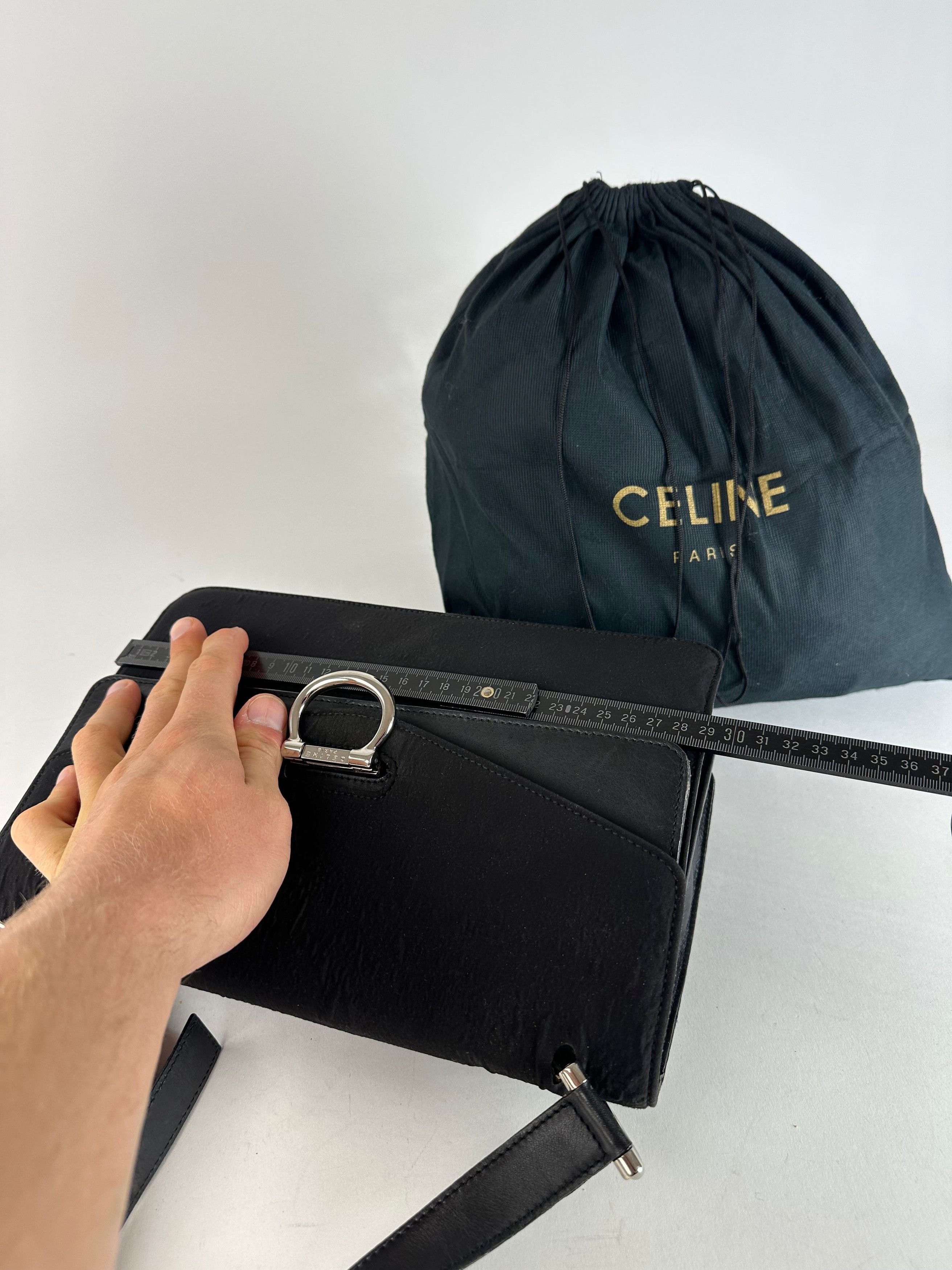 Celine Vintage Paris Flap Polyester Leather Shoulder Bag Black Size ONE SIZE - 11 Thumbnail