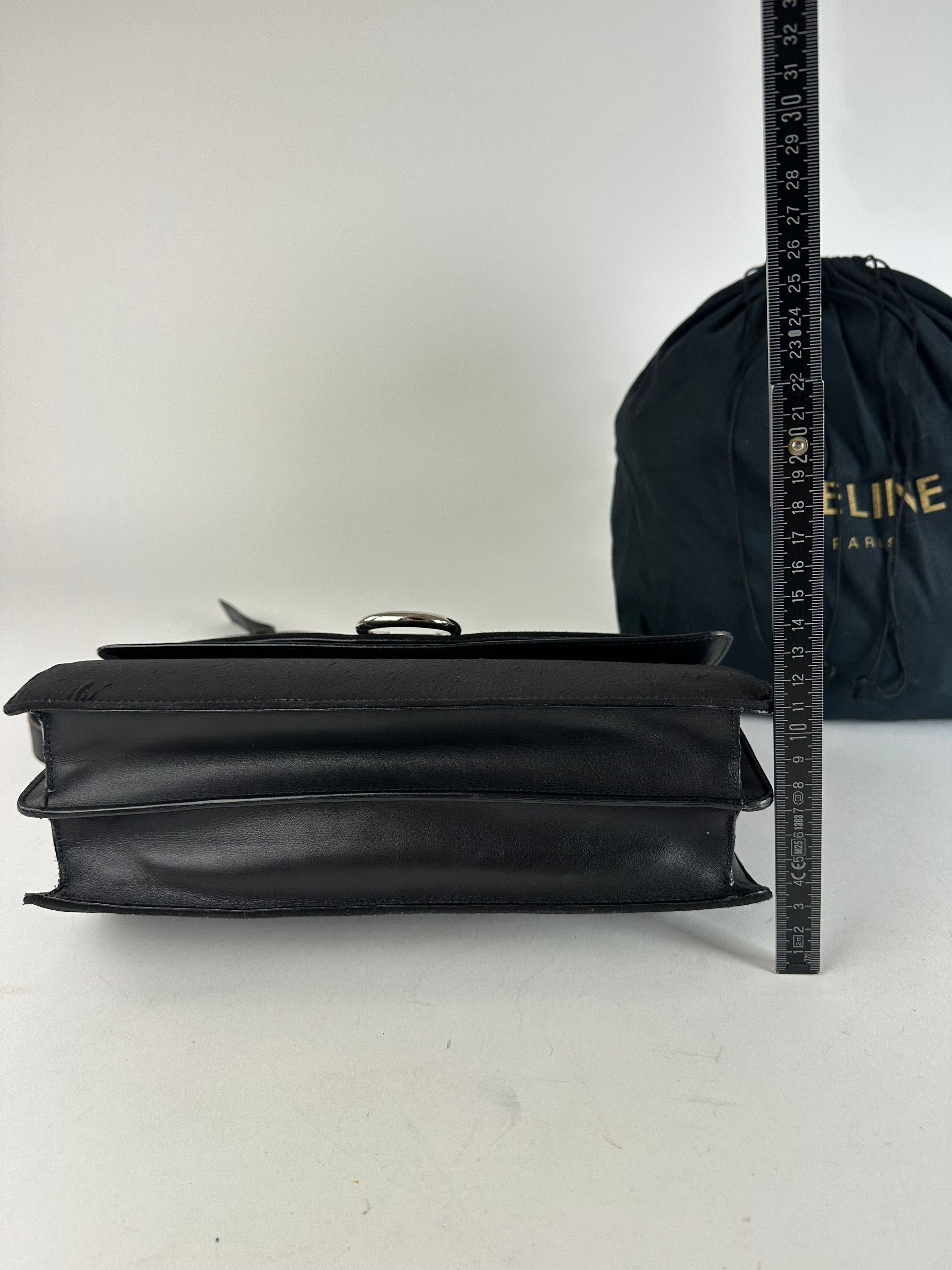 Celine Vintage Paris Flap Polyester Leather Shoulder Bag Black Size ONE SIZE - 13 Thumbnail