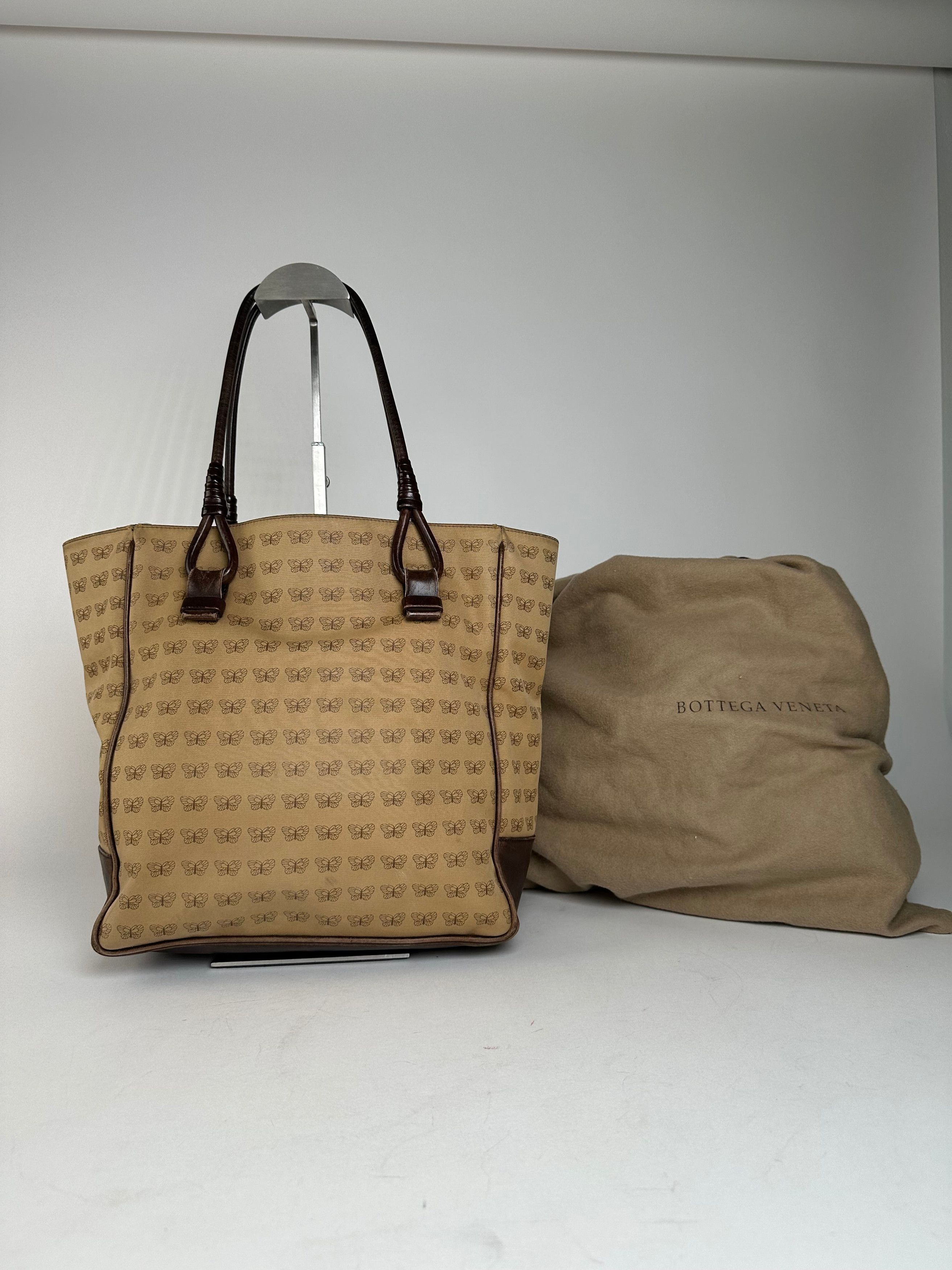 Bottega Veneta Vintage Butterfly Monogram Tote Bag Camel Brown Size ONE SIZE - 2 Thumbnail