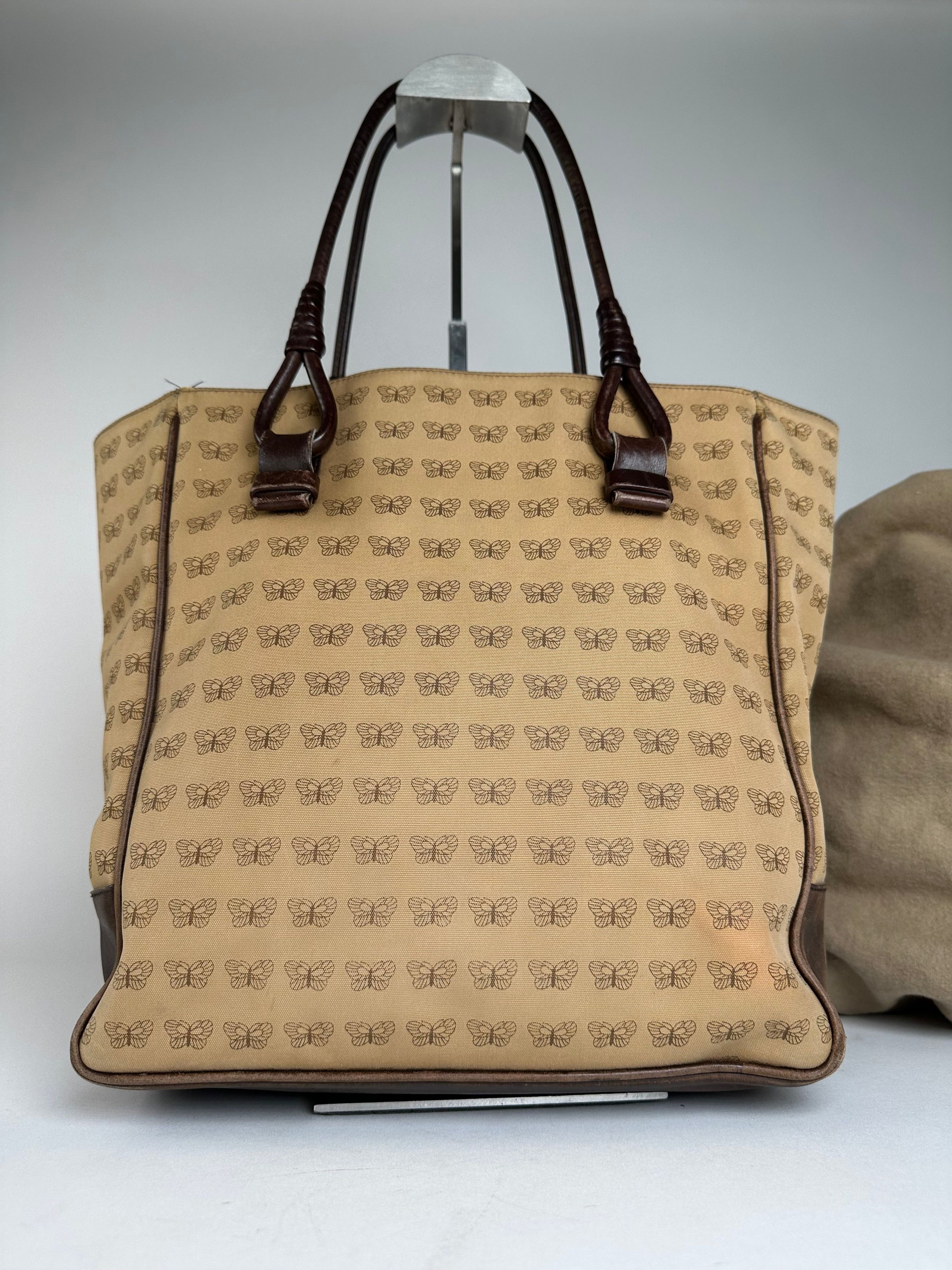 Bottega Veneta Vintage Butterfly Monogram Tote Bag Camel Brown Size ONE SIZE - 10 Thumbnail