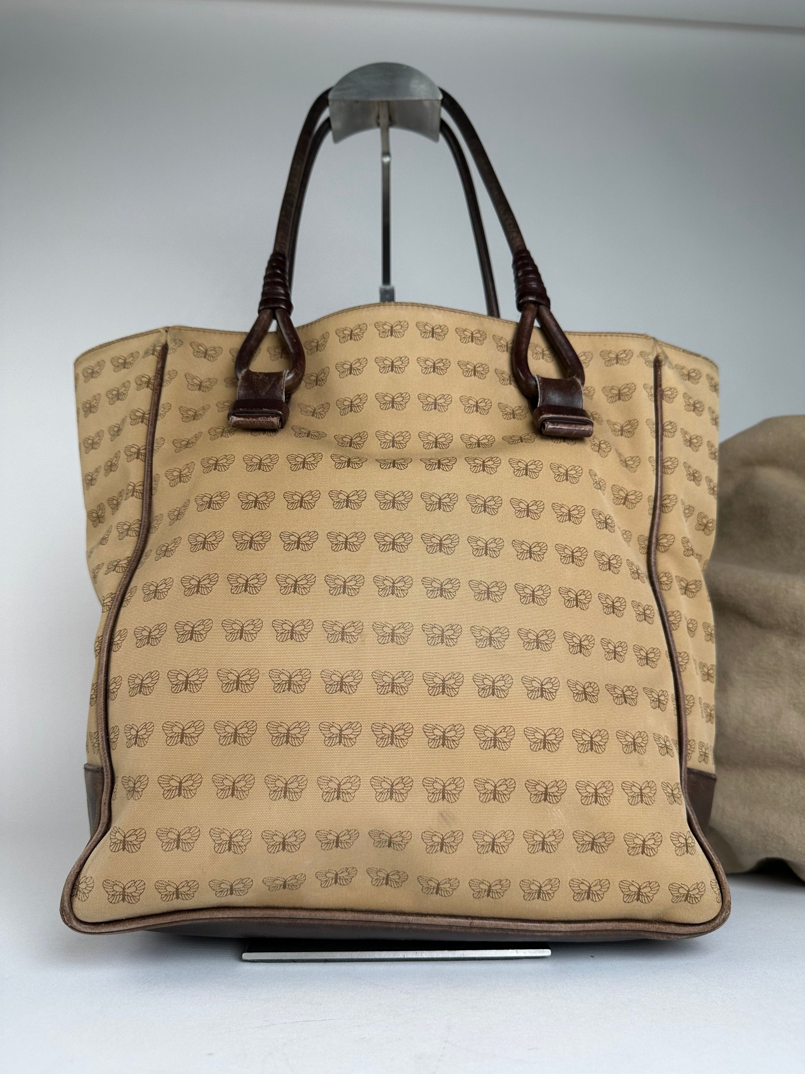 Bottega Veneta Vintage Butterfly Monogram Tote Bag Camel Brown Size ONE SIZE - 12 Thumbnail