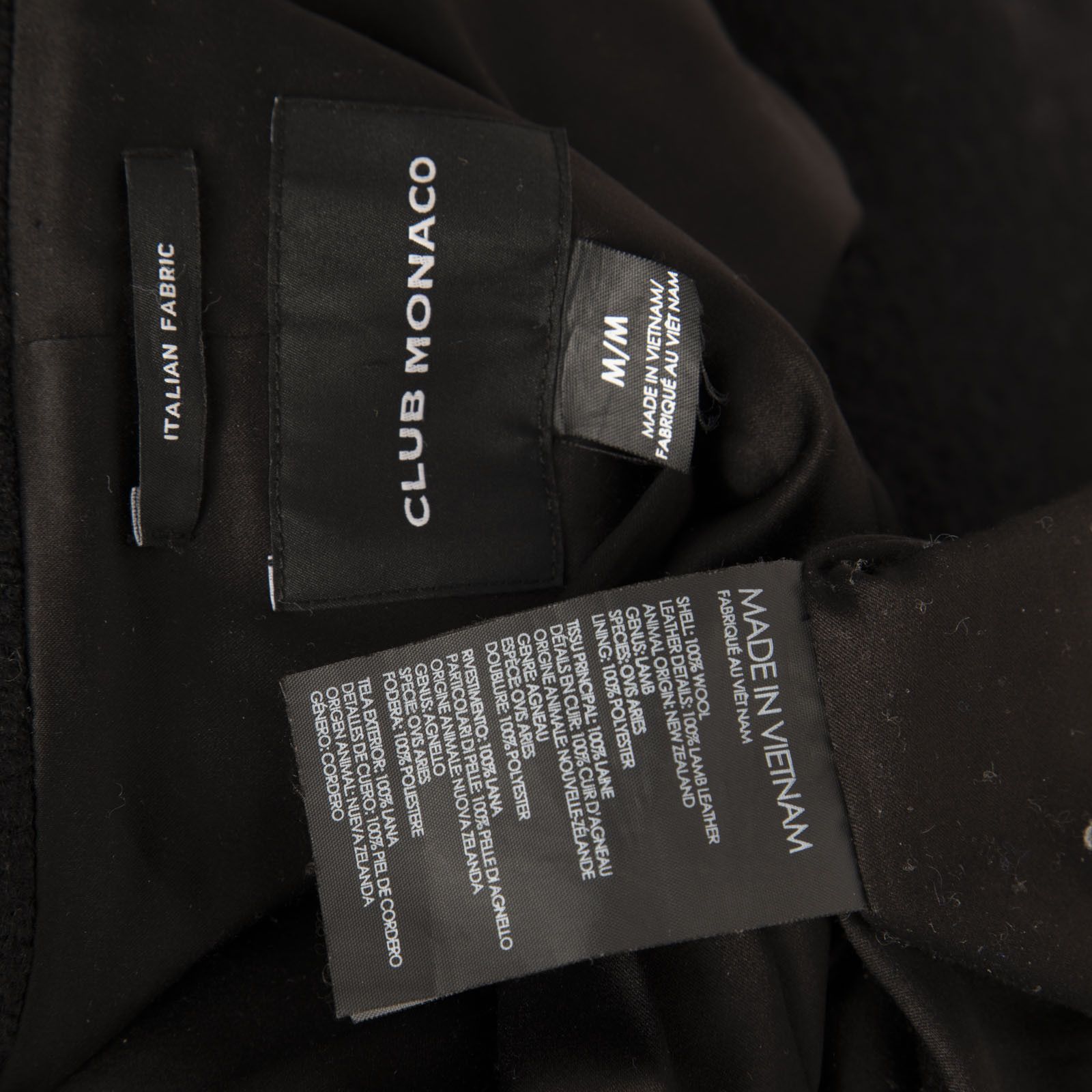 Club Monaco Black Wool & Lamb Leather Trim Coat Size M / US 6-8 / IT 42-44 - 6 Thumbnail